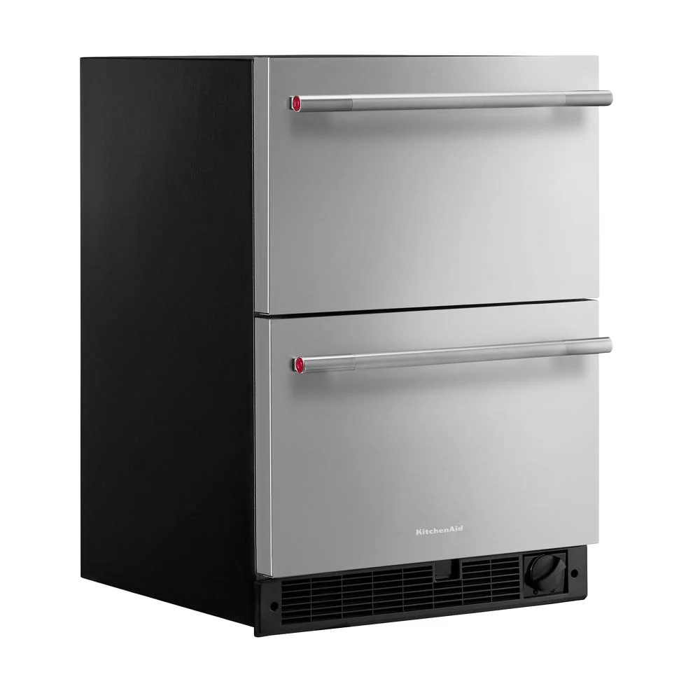KitchenAid 24" 4.3 Cu. Ft. Black Cabinet with Stainless Steel Doors Undercounter Double-Drawer Refrigerator - KUCT524SSB - Image 4