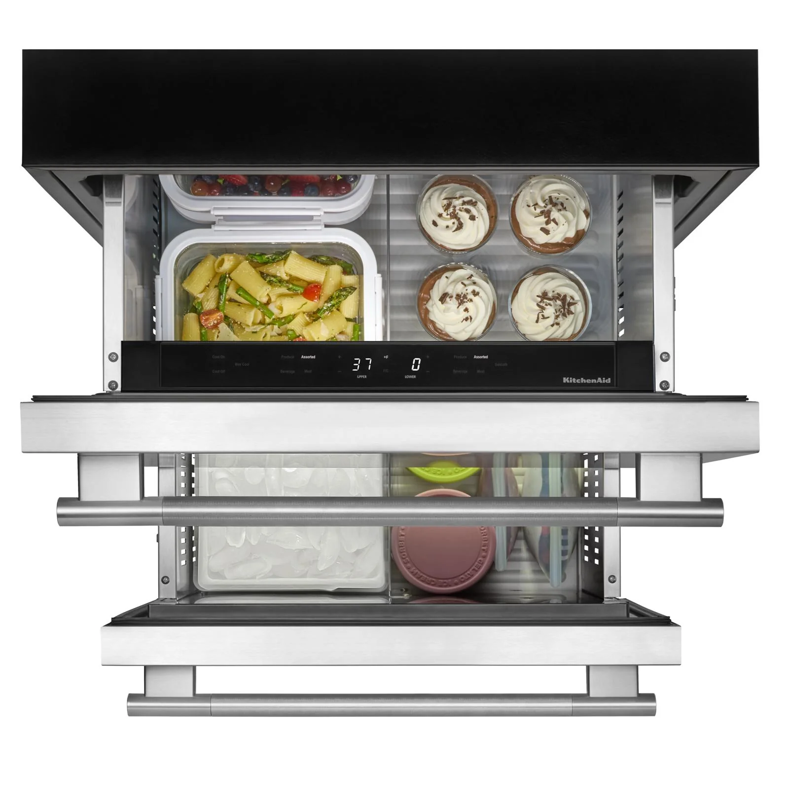 KitchenAid 24" 4.3 Cu. Ft. Black Cabinet with Stainless Steel Doors Undercounter Double-Drawer Refrigerator - KUCT524SSB - Image 6