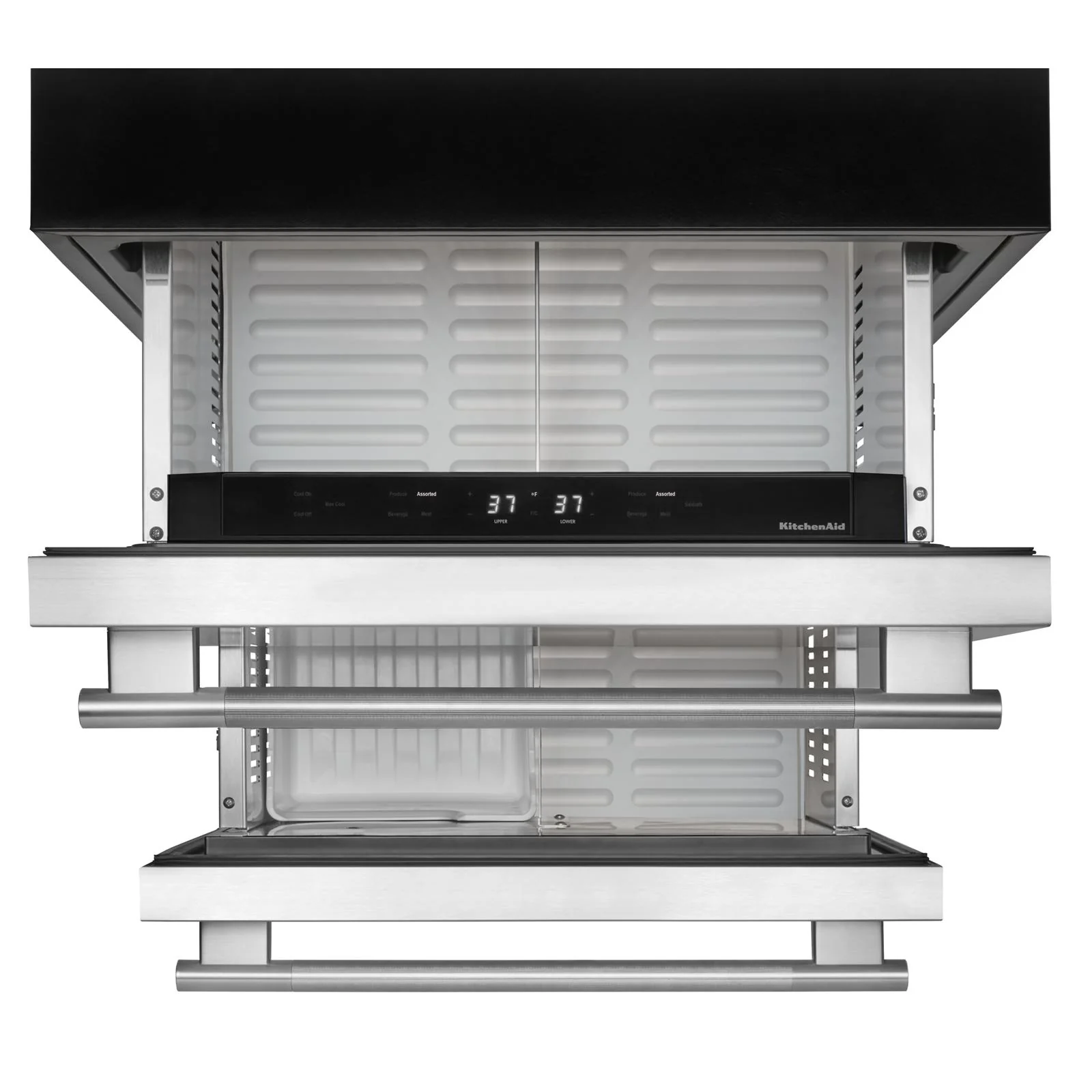 KitchenAid 24" 4.3 Cu. Ft. Black Cabinet with Stainless Steel Doors Undercounter Double-Drawer Refrigerator - KUCT524SSB - Image 7