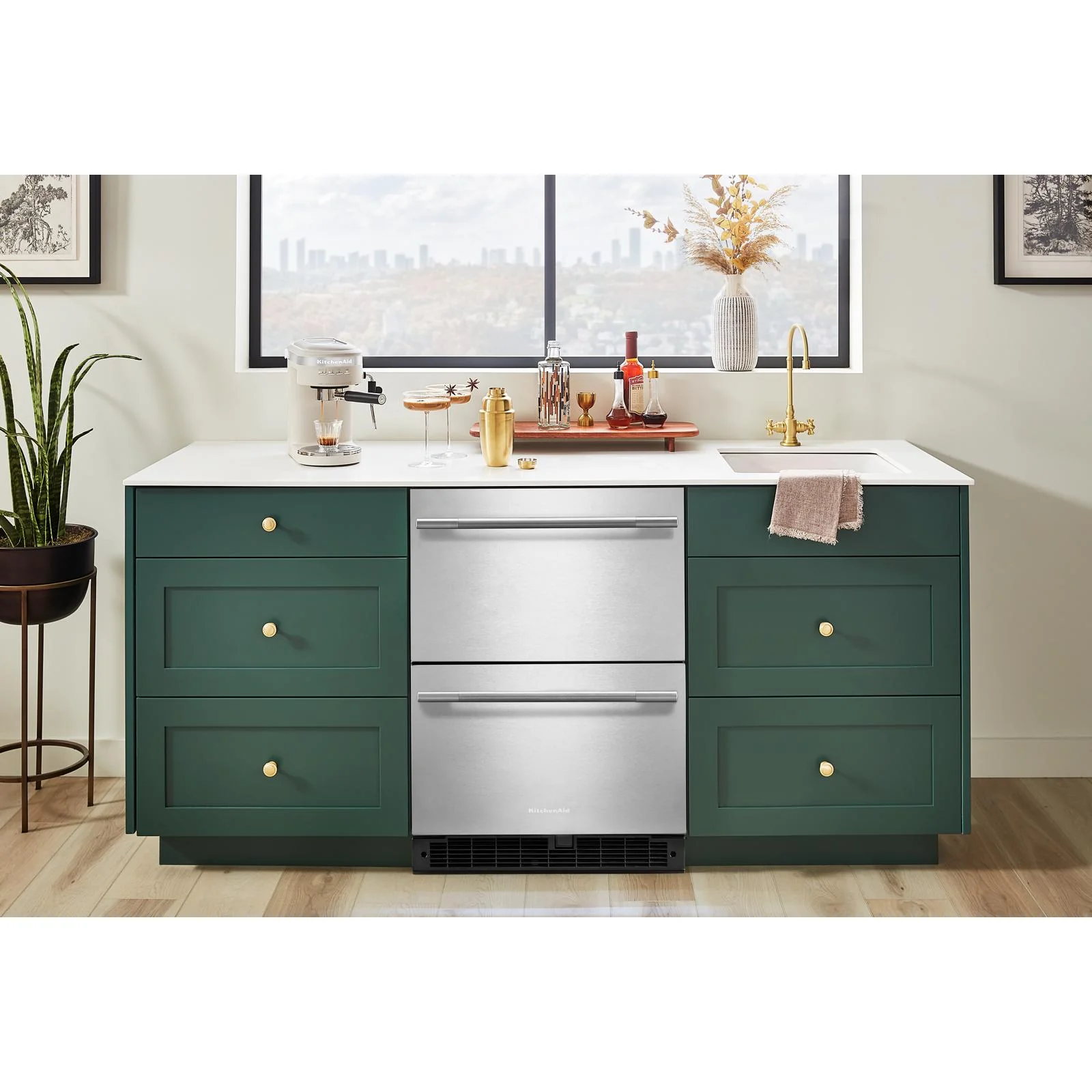 KitchenAid 24" 4.4 Cu. Ft. Black Cabinet with Stainless Steel Doors Undercounter Double-Drawer Refrigerator - KURT524SSB - Image 2
