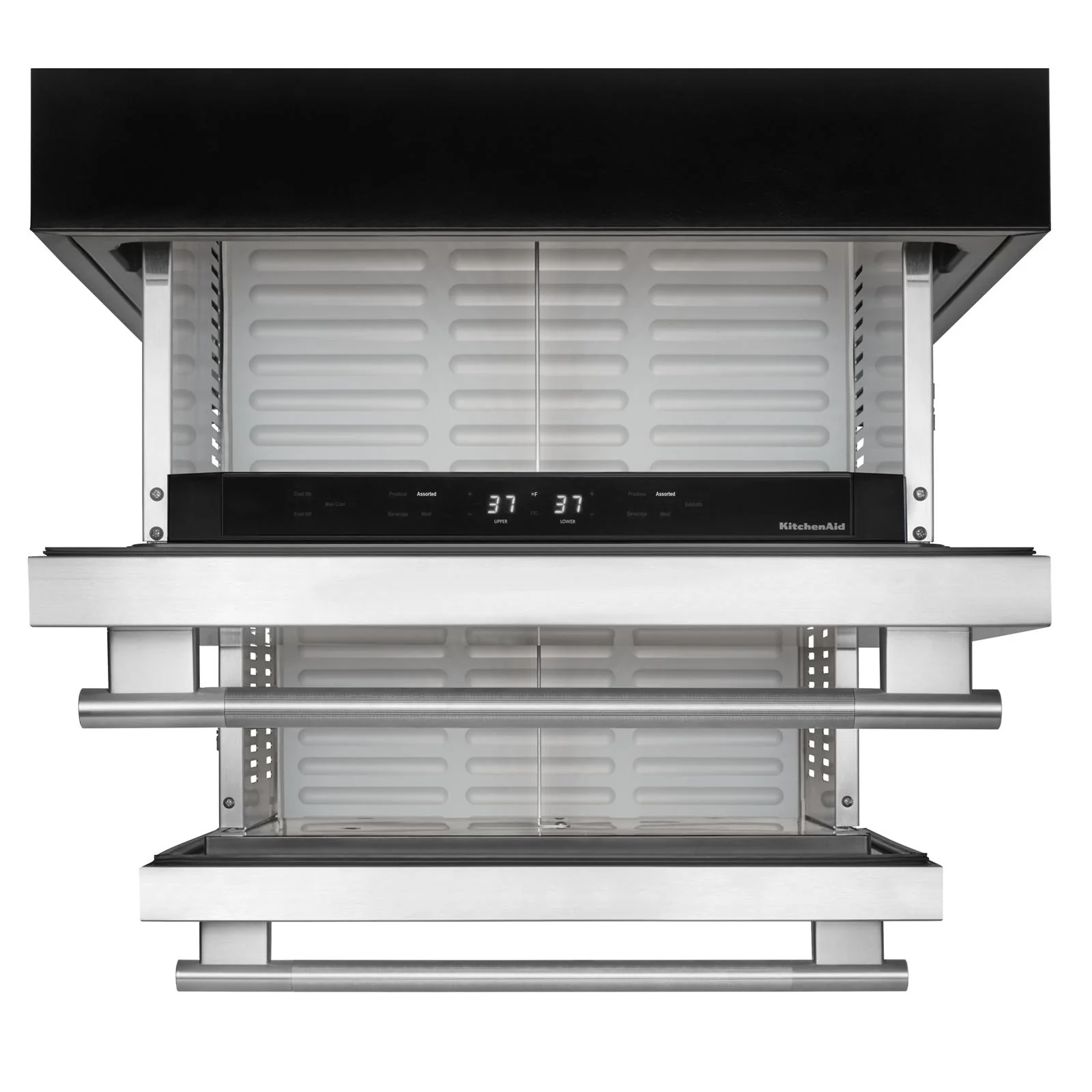 KitchenAid 24" 4.4 Cu. Ft. Black Cabinet with Stainless Steel Doors Undercounter Double-Drawer Refrigerator - KURT524SSB - Image 6
