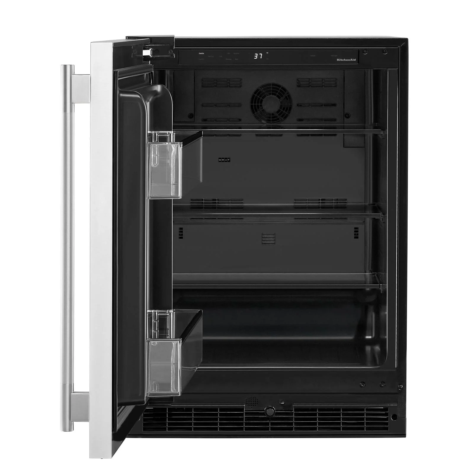 KitchenAid 24" 5.0 Cu. Ft. Black Cabinet/Stainless Doors Undercounter Refrigerator - KURL124SSB - Image 4