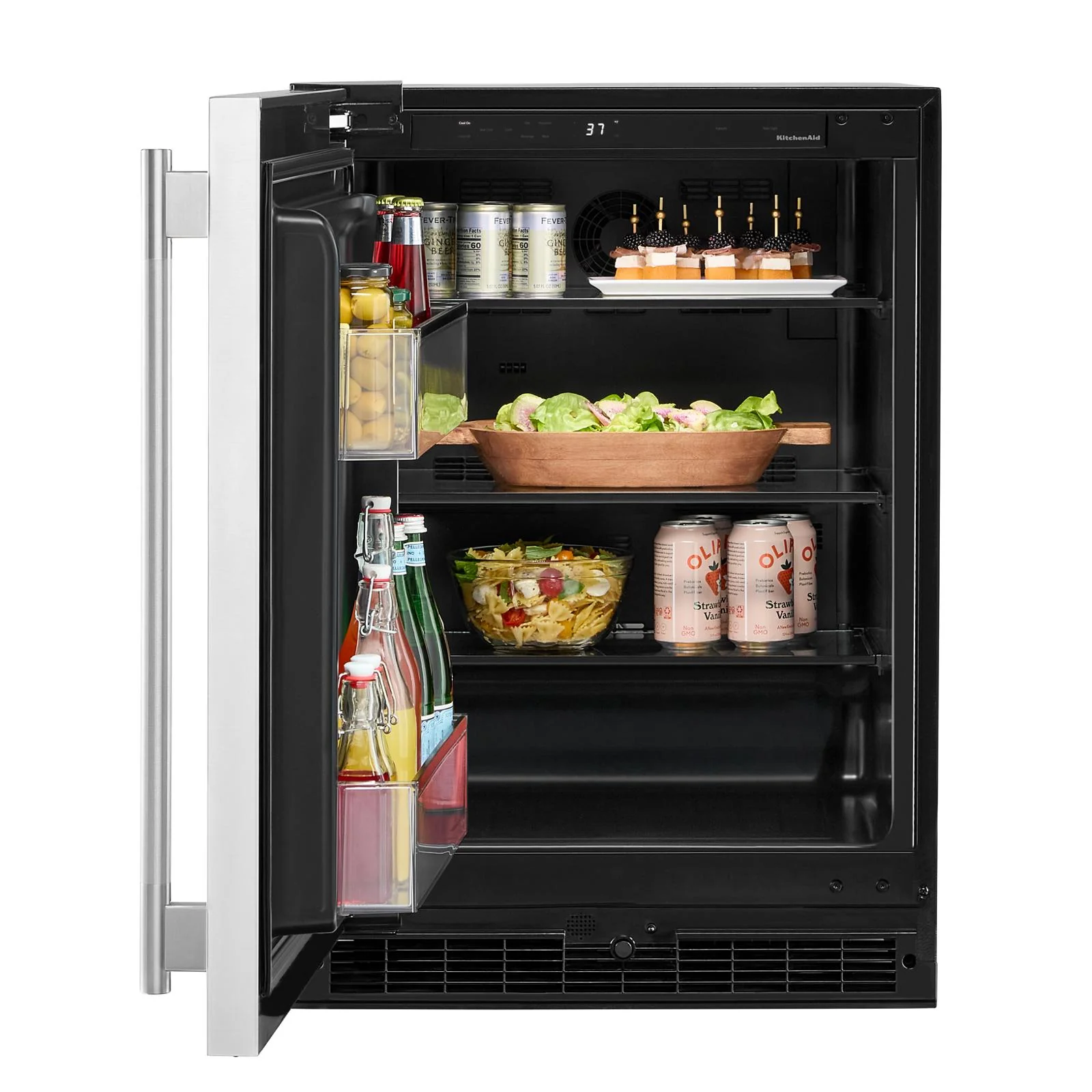 KitchenAid 24" 5.0 Cu. Ft. Black Cabinet/Stainless Doors Undercounter Refrigerator - KURL124SSB - Image 5