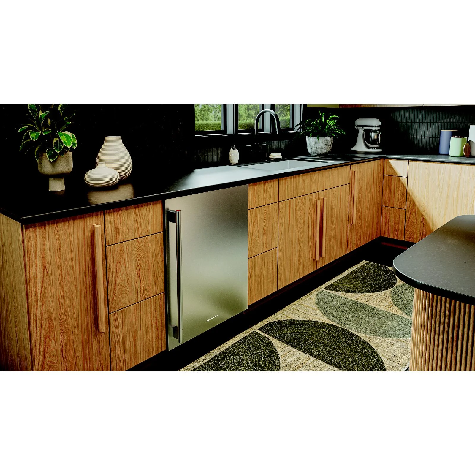 KitchenAid 24" 5.0 Cu. Ft. Black Cabinet/Stainless Doors Undercounter Refrigerator - KURR124SSB - Image 2