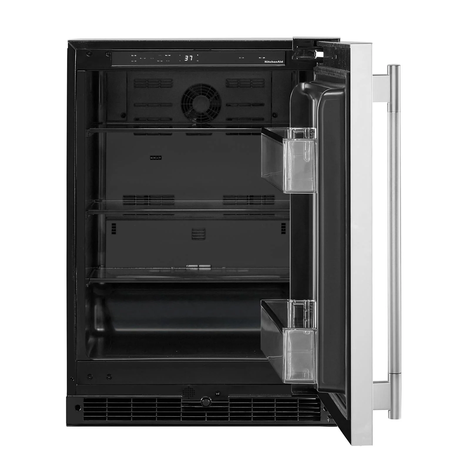 KitchenAid 24" 5.0 Cu. Ft. Black Cabinet/Stainless Doors Undercounter Refrigerator - KURR124SSB - Image 4