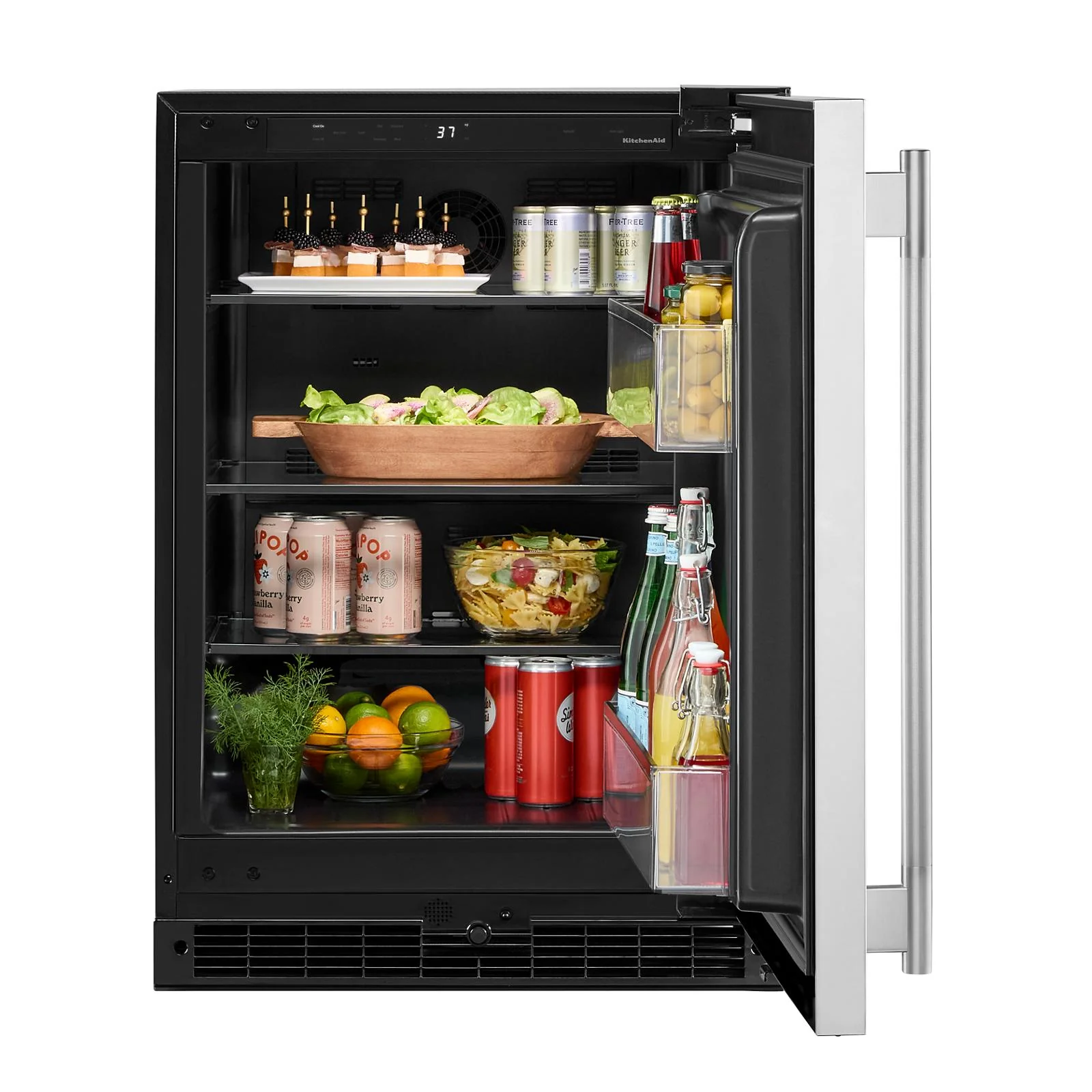 KitchenAid 24" 5.0 Cu. Ft. Black Cabinet/Stainless Doors Undercounter Refrigerator - KURR124SSB - Image 5
