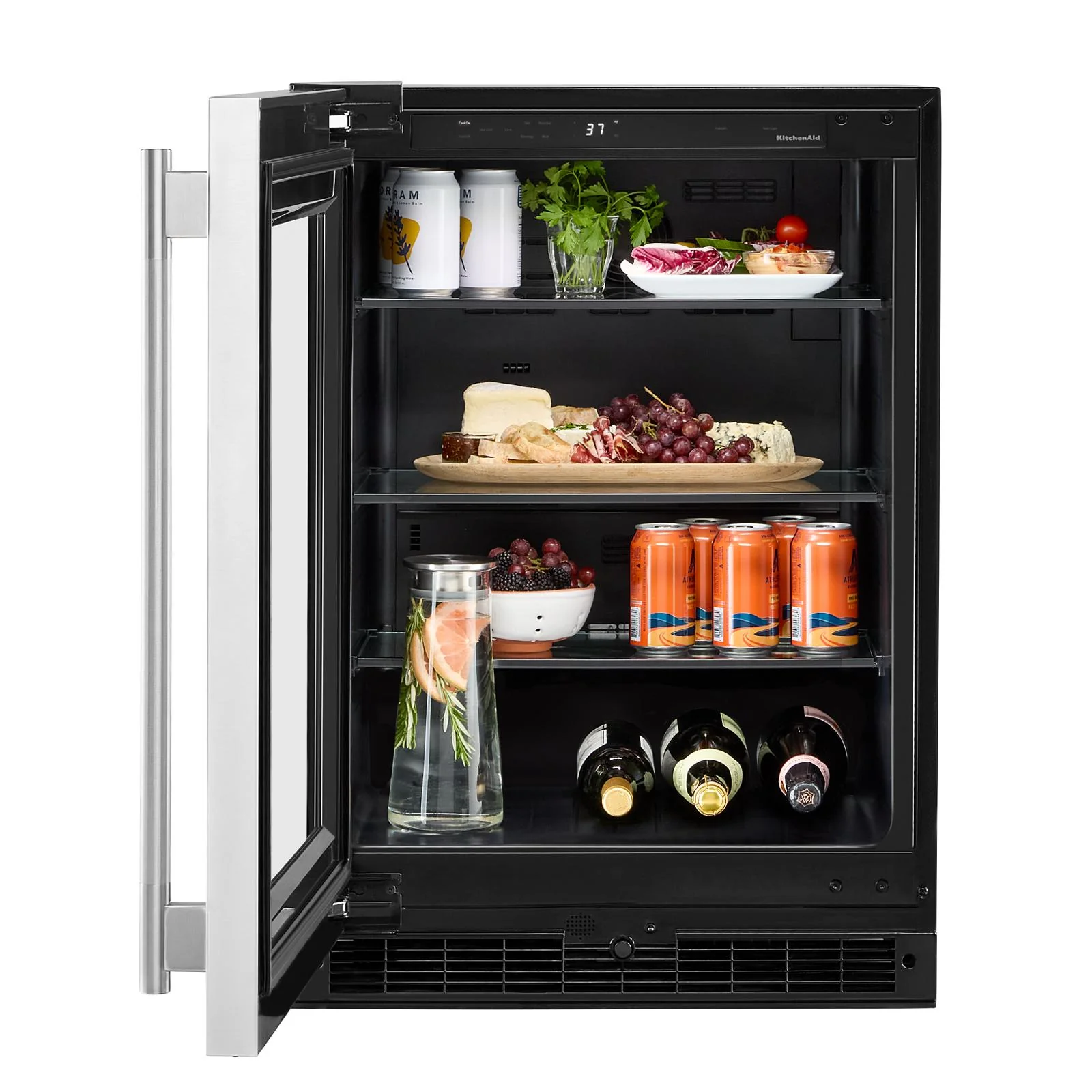 KitchenAid 24" 5.2 Cu. Ft. Black Cabinet with Stainless Steel Doors Undercounter Refrigerator - KURL324SSB - Image 5