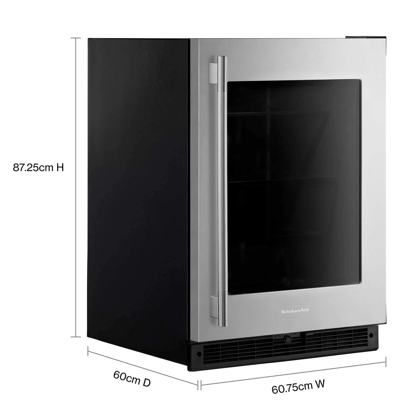 KitchenAid 24" 5.2 Cu. Ft. Black Cabinet with Stainless Steel Doors Undercounter Refrigerator - KURR324SSB - Image 3