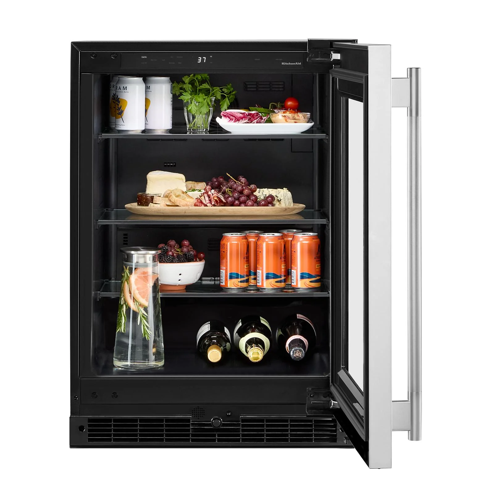 KitchenAid 24" 5.2 Cu. Ft. Black Cabinet with Stainless Steel Doors Undercounter Refrigerator - KURR324SSB - Image 5