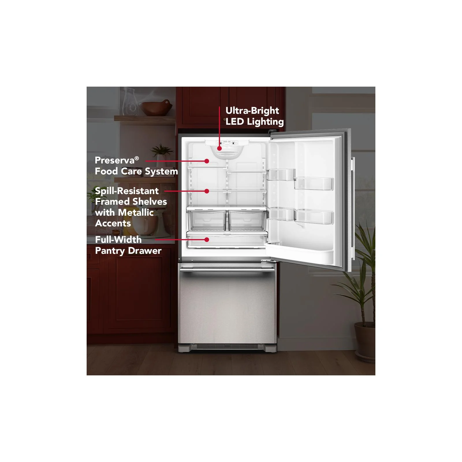 KitchenAid 30" 19.0 Cu. Ft. PrintShield Stainless Steel Freestanding Bottom Mount Refrigerator - KRBR130SPS - Image 11