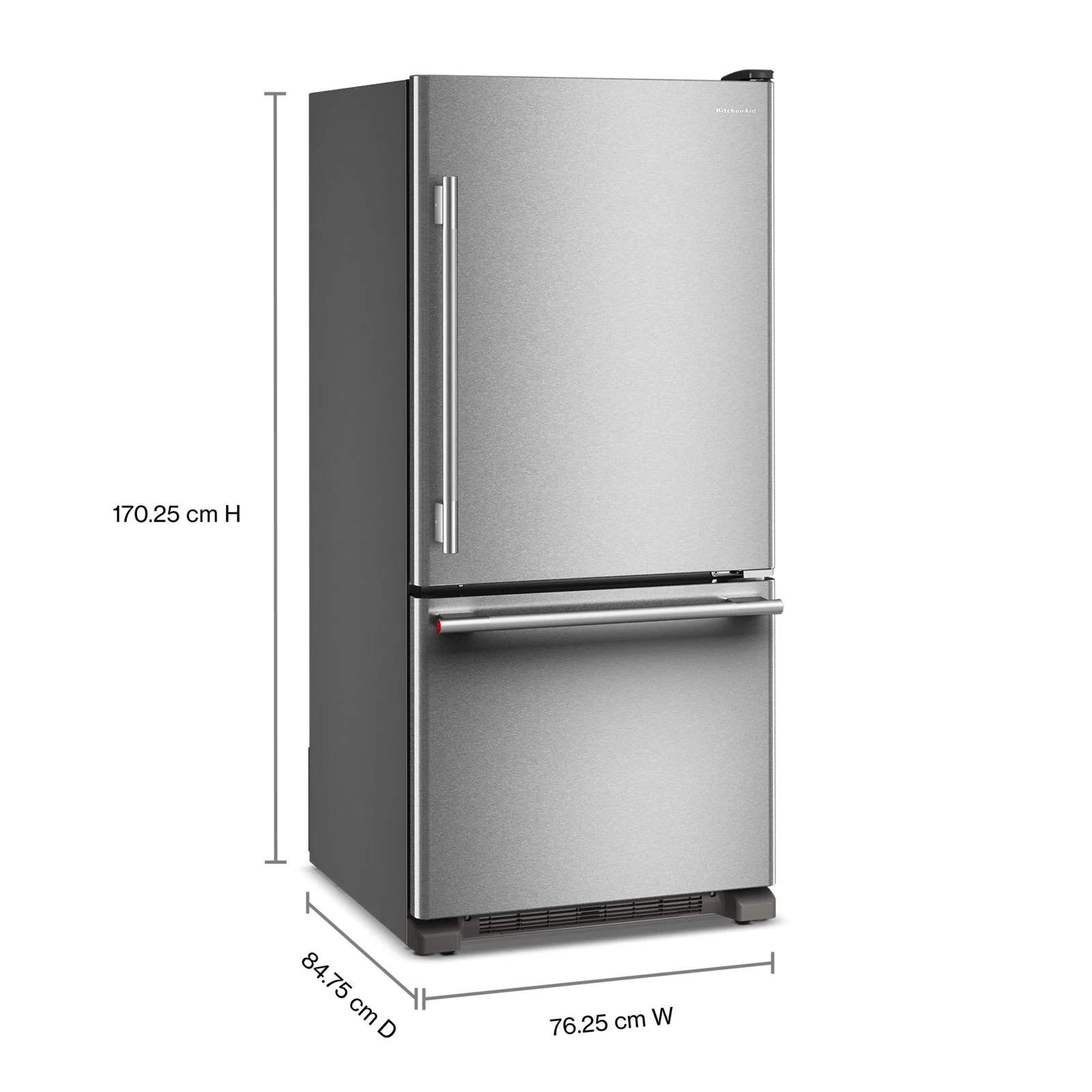 KitchenAid 30" 19.0 Cu. Ft. PrintShield Stainless Steel Freestanding Bottom Mount Refrigerator - KRBR130SPS - Image 3