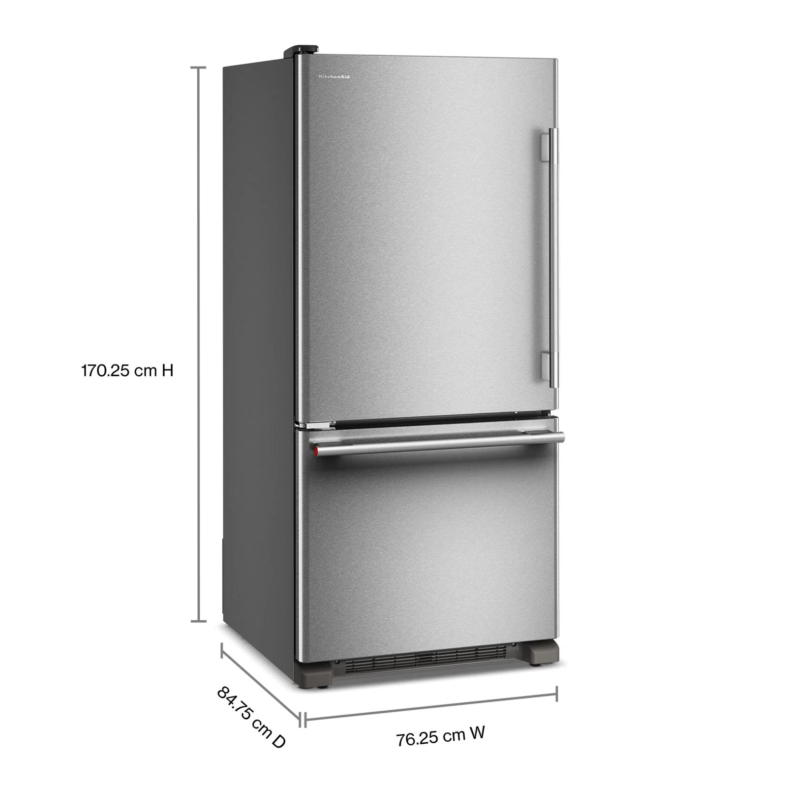 KitchenAid 30" 19.0 Cu. Ft. PrintShield Stainless Steel Standard-Depth Bottom Mount Refrigerator - KRBL130SPS - Image 2
