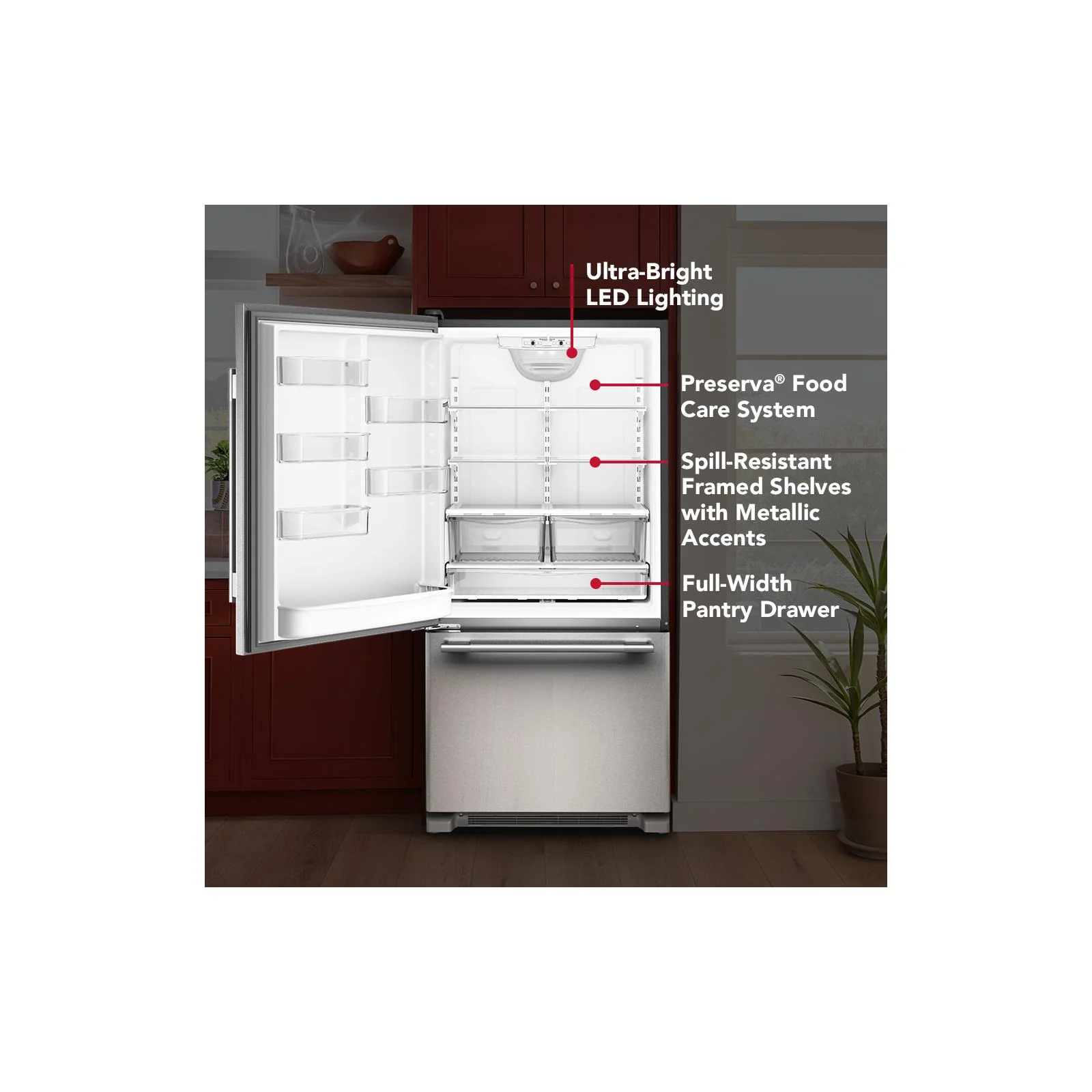 KitchenAid 33" 22.0 Cu. Ft. PrintShield Stainless Steel Bottom Mount Refrigerator - KRBL133SPS - Image 12