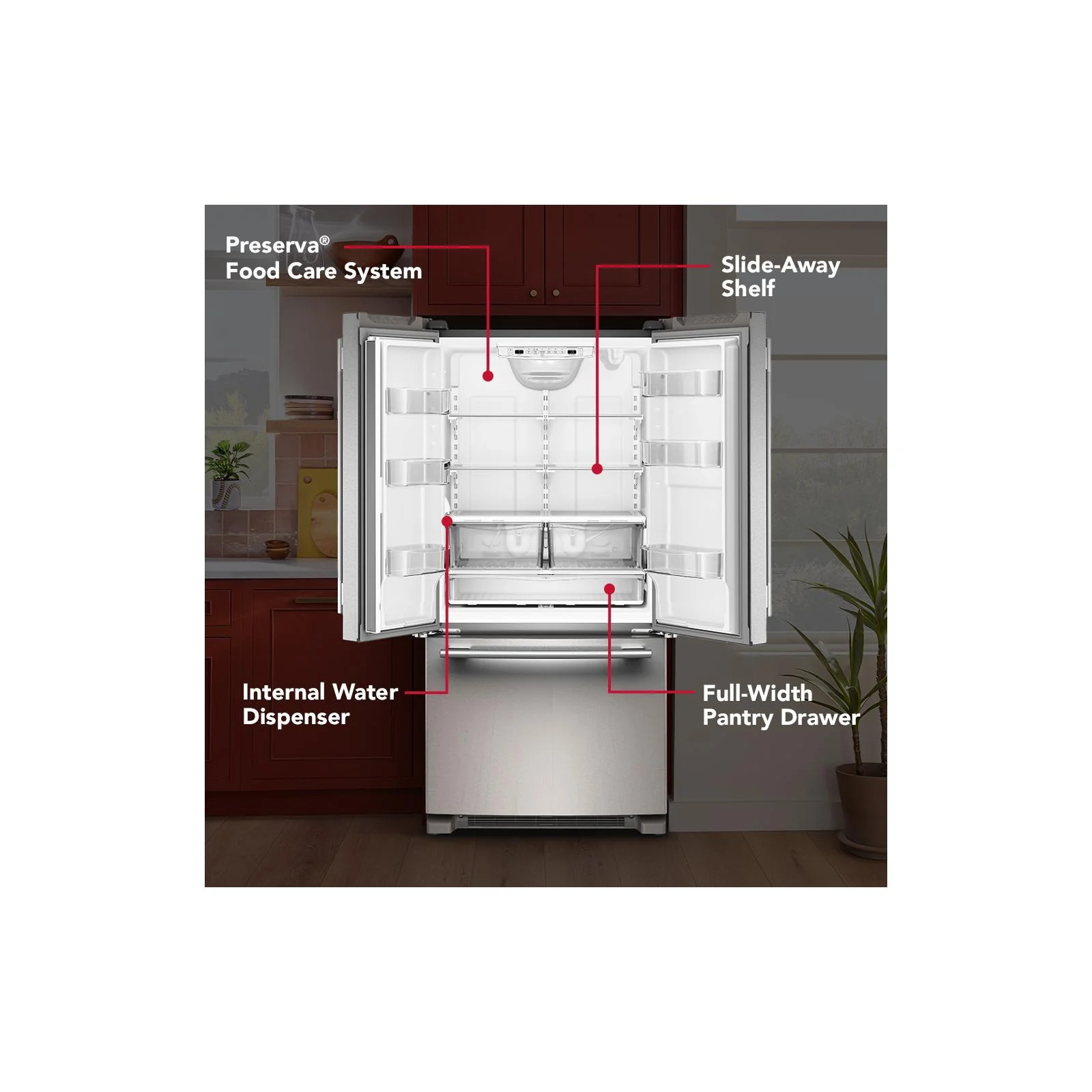 KitchenAid 33" 22.0 Cu. Ft. PrintShield Stainless Steel Standard Depth French Door Refrigerator - KRFF333SPS - Image 10