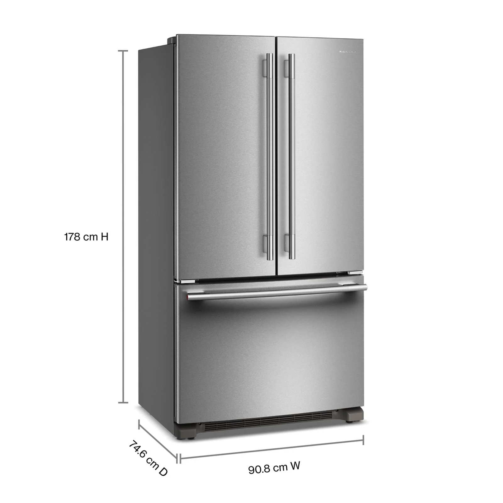 KitchenAid 36" 20.0 Cu. Ft. PrintShield Stainless Steel Counter-Depth French Door Refrigerator - KRFC136SPS - Image 3