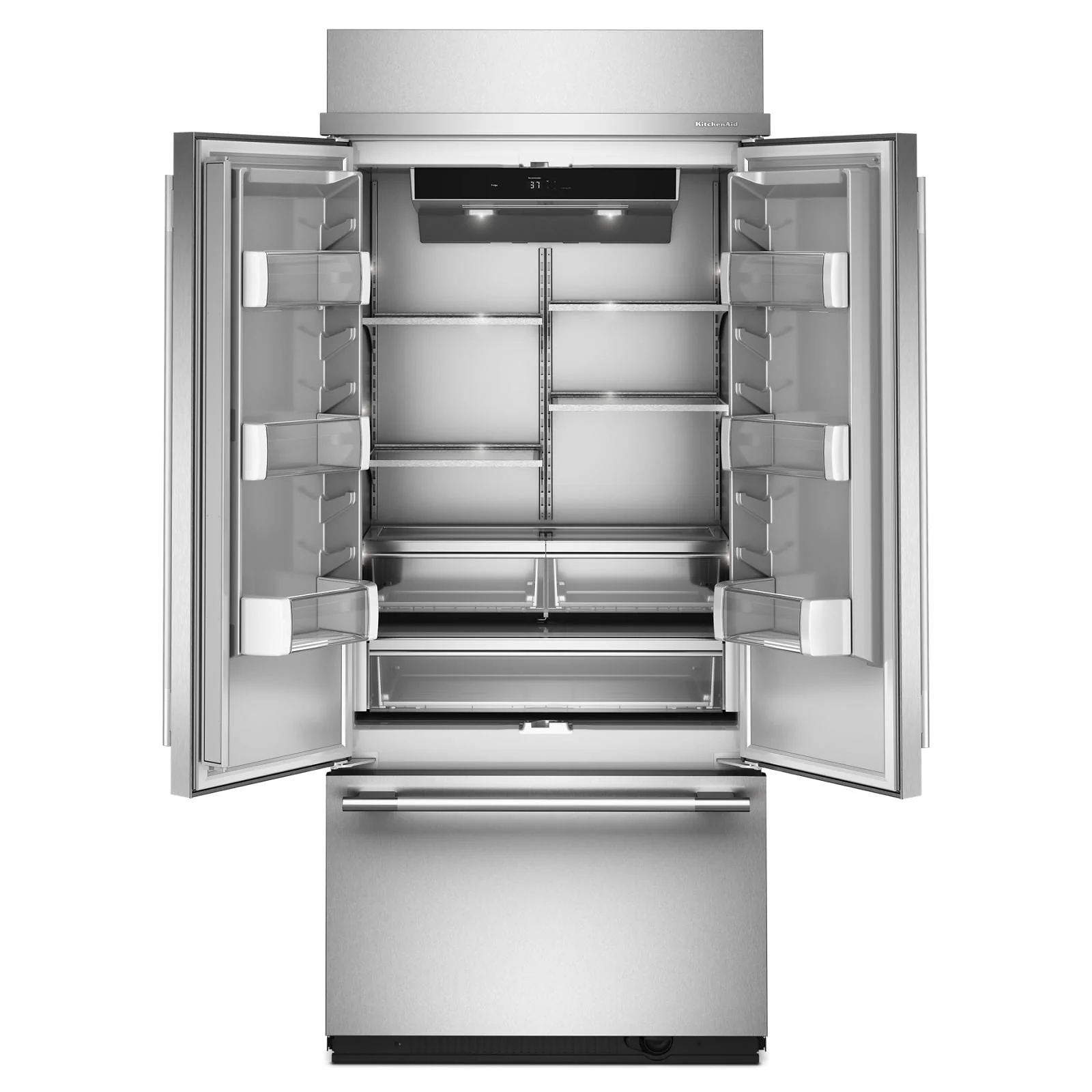 KitchenAid 36" 20.8 Cu. Ft. PrintShield Stainless Steel Built-In French Door Refrigerator - KBFN536SPS - Image 4