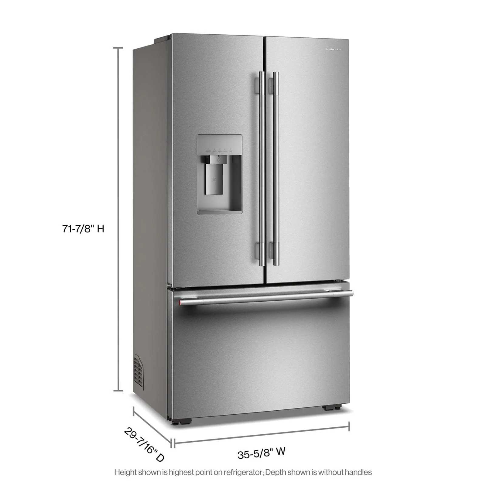 KitchenAid 36" 23.9 Cu. Ft. PrintShield Stainless Steel Counter-Depth French Door Refrigerator with External Water Dispenser – KRFC736SPS - Image 3