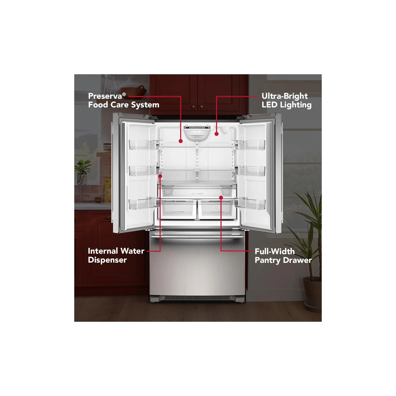 KitchenAid 36" 29.0 Cu. Ft. PrintShield Stainless Steel Standard Depth French Door Refrigerator - KRFF136SPS - Image 9