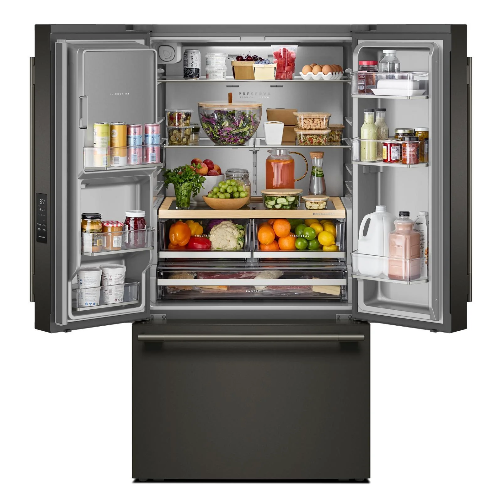 KitchenAid 36" 30 Cu. Ft. Black Ore French Door Refrigerator - KRFF436SBE - Image 3