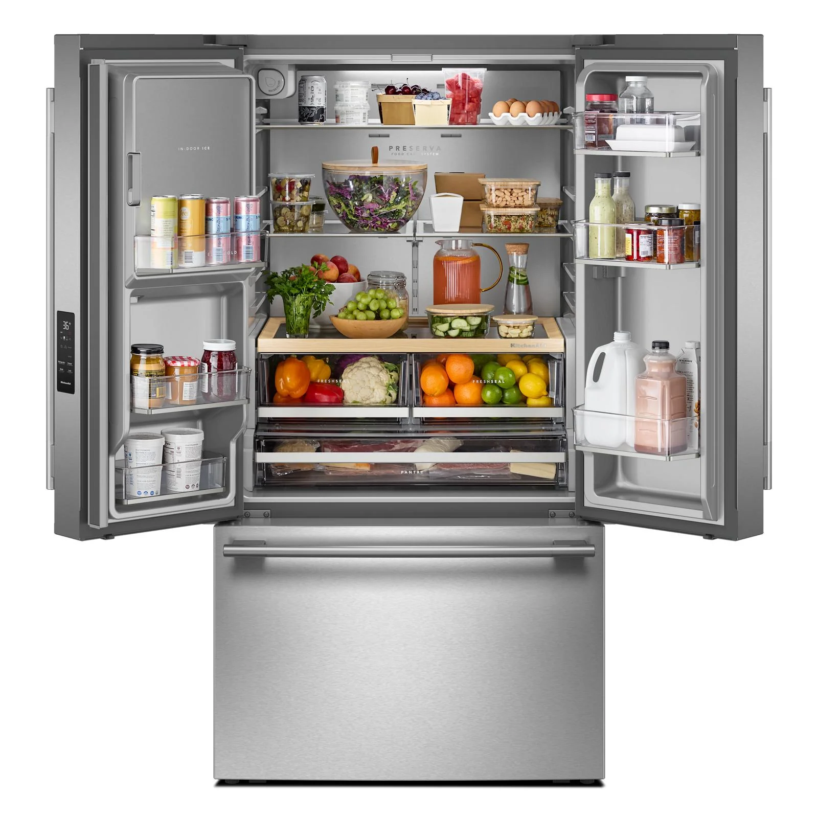 KitchenAid 36" 30 Cu. Ft. PrintShield Stainless Steel French Door Refrigerator - KRFF436SPS - Image 4