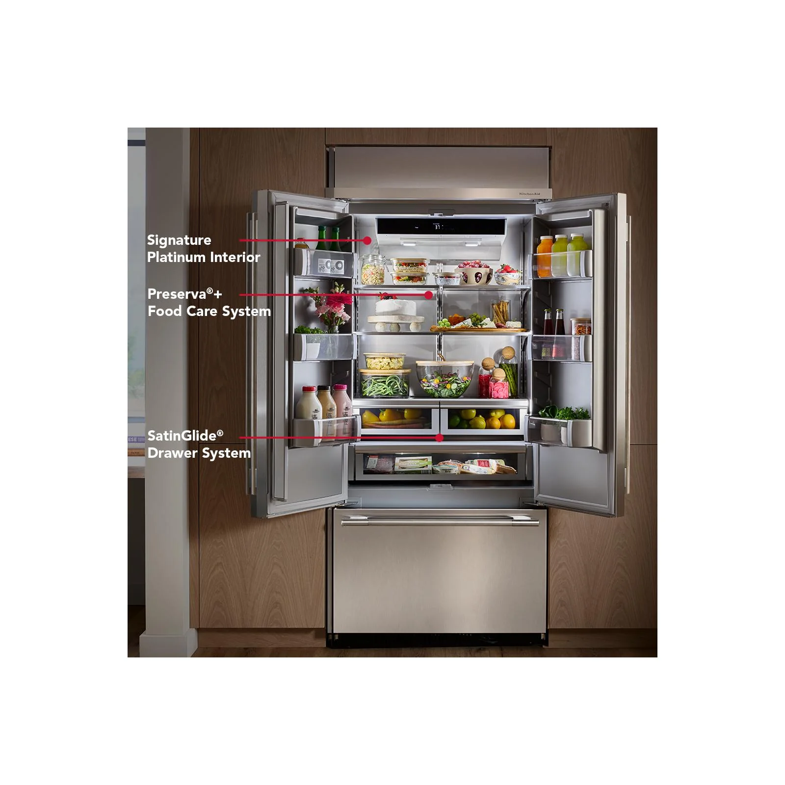 KitchenAid 42" 24.0 Cu. Ft. Black Ore Built-In French Door Refrigerator - KBFN542SBE - Image 9