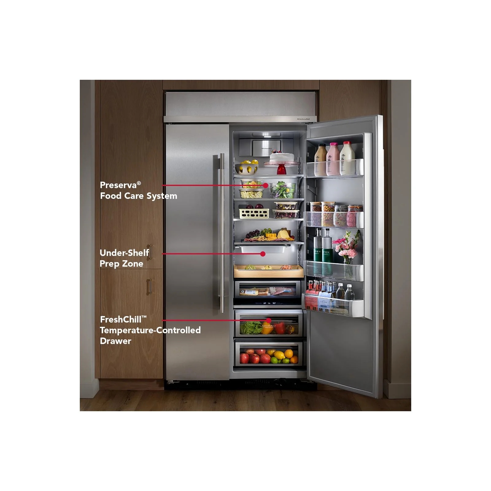 KitchenAid 42" 25.0 Cu. Ft. PrintShield Stainless Steel Built-In Side-by-Side Refrigerator - KBSD742SPS - Image 12