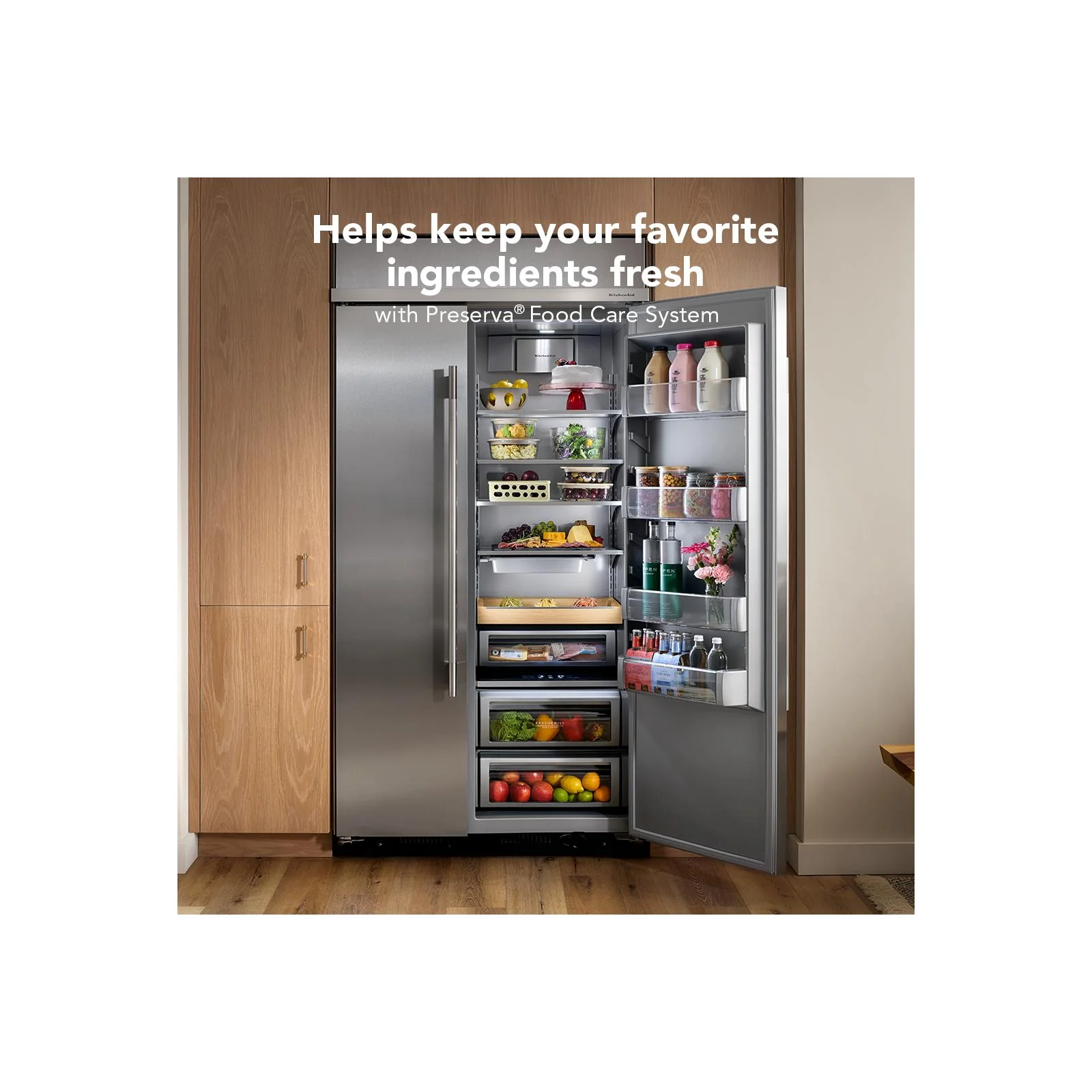 KitchenAid 48" 30.0 Cu. Ft. PrintShield Stainless Steel Built-In Side-by-Side Refrigerator - KBSN748SPS - Image 13
