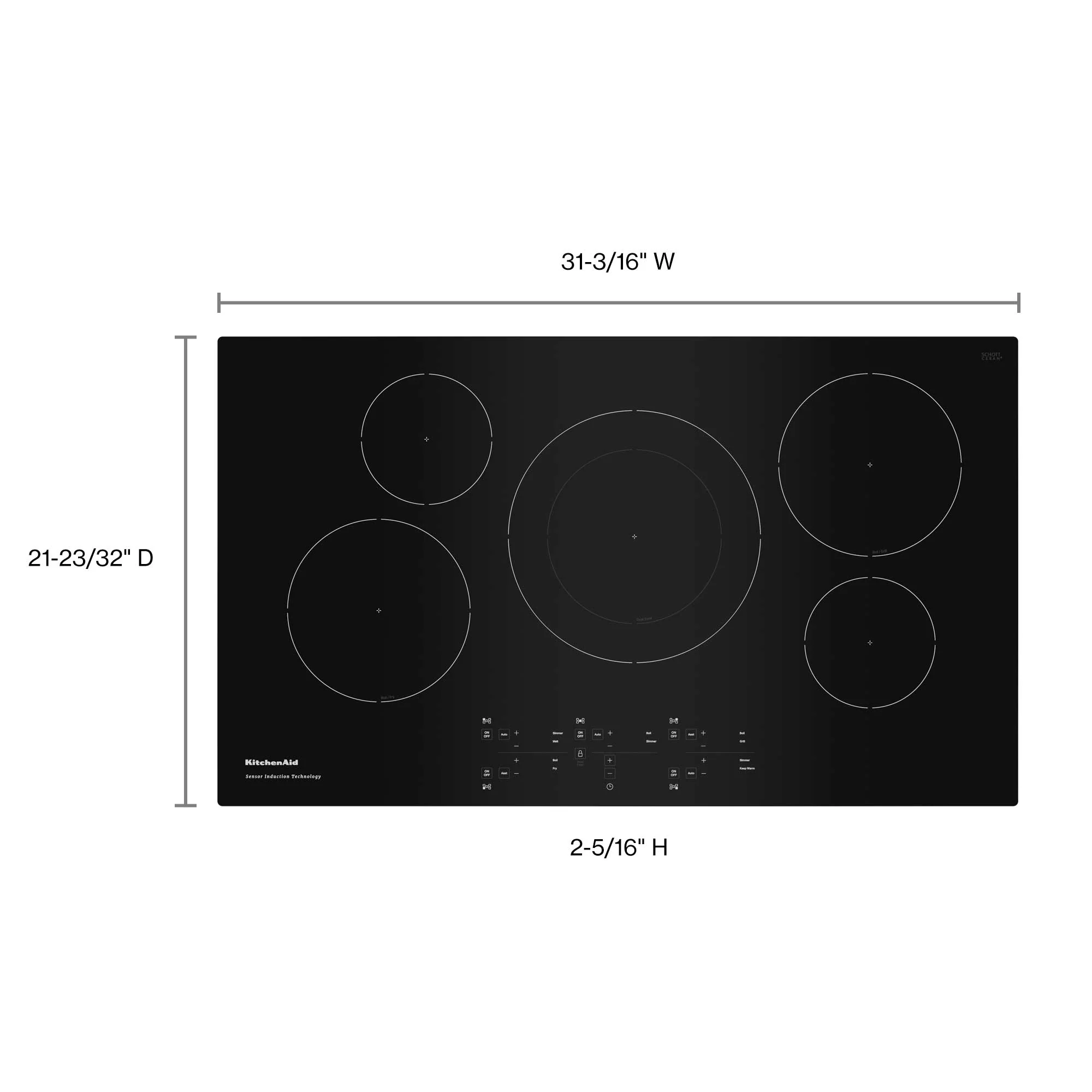 KitchenAid Black 36" 5-Element Electric Sensor Induction Cooktop - KCIG556JBL - Image 5