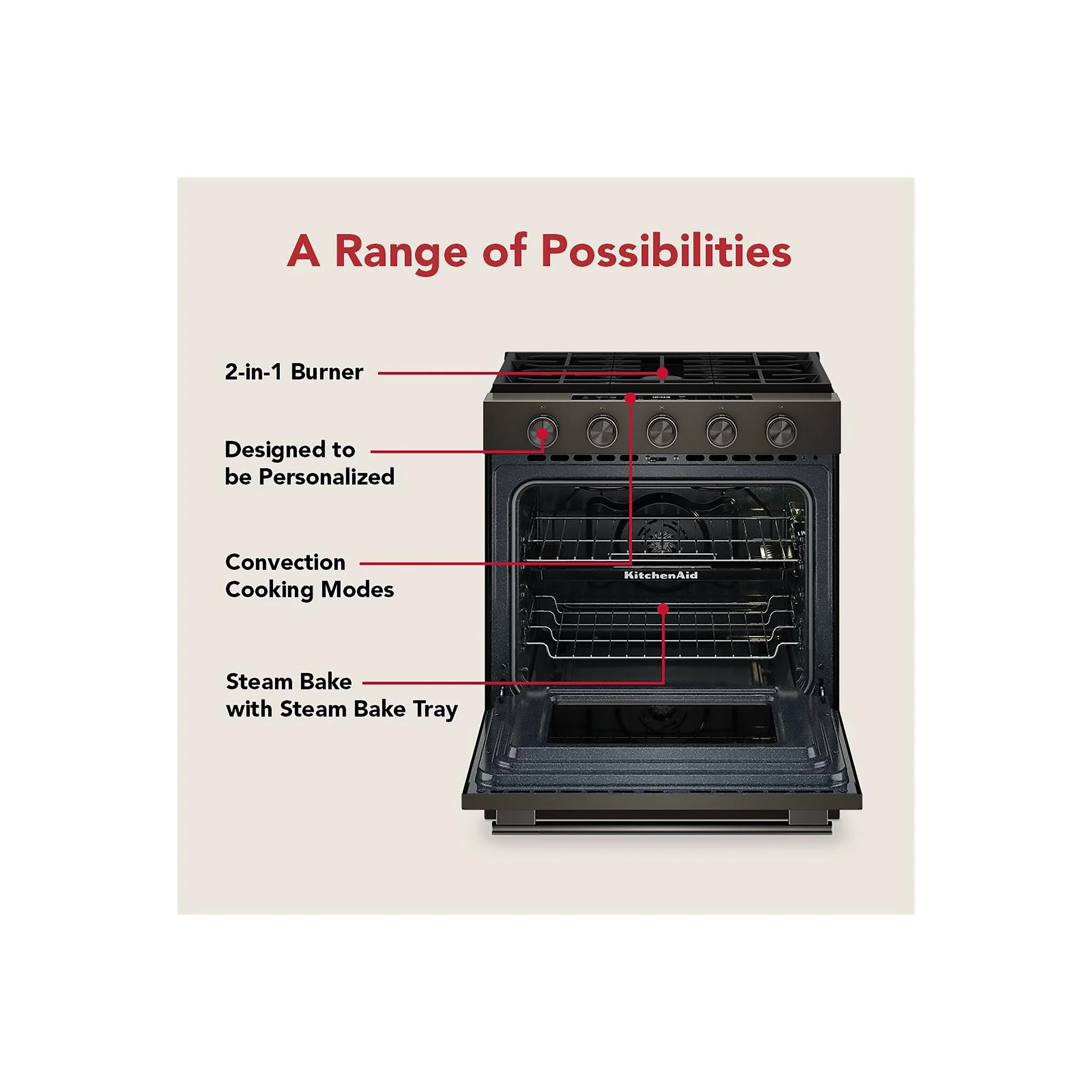 KitchenAid Black Ore Slide-In Gas Convection Range (5 cu.ft) - KSGS530SBE - Image 8
