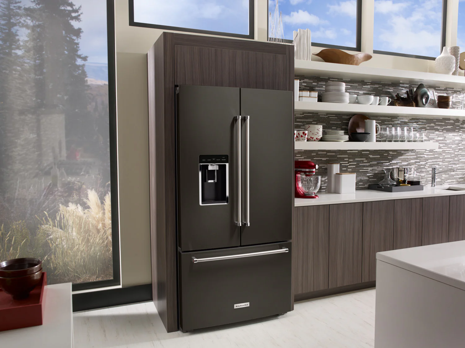 KitchenAid 36" 23.8 Cu. Ft. Black Stainless Steel Counter-Depth French Door Refrigerator - KRFC704FBS - Image 2