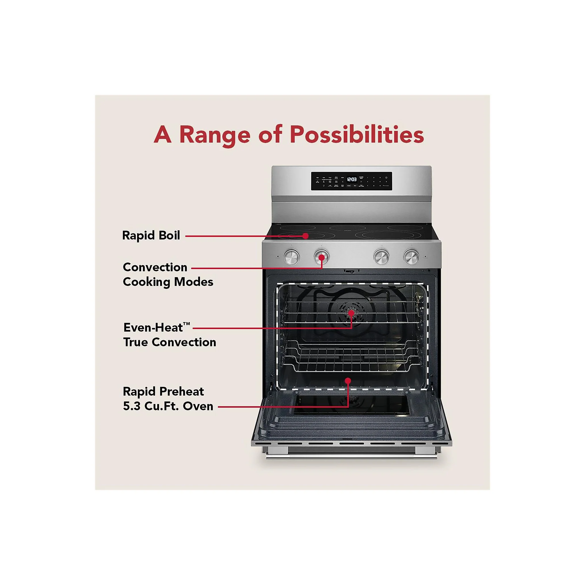 KitchenAid Printshield Stainless Freestanding Electric Convection Range (5.3 cu.ft.) - YKFES530SPS - Image 4