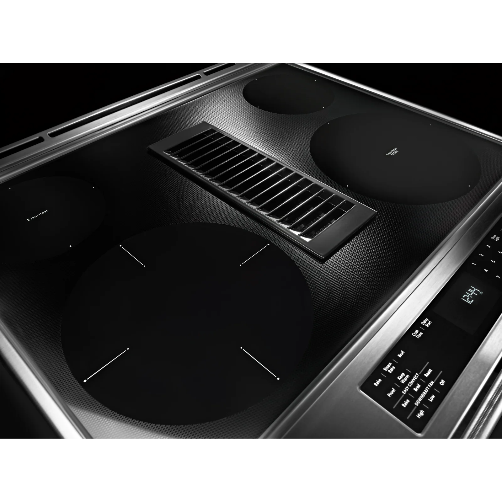 KitchenAid Stainless Steel 30” Front Control Slide-In Electric Convection Downdraft Range (6.4 Cu. Ft.) - KSEG950ESS - Image 3