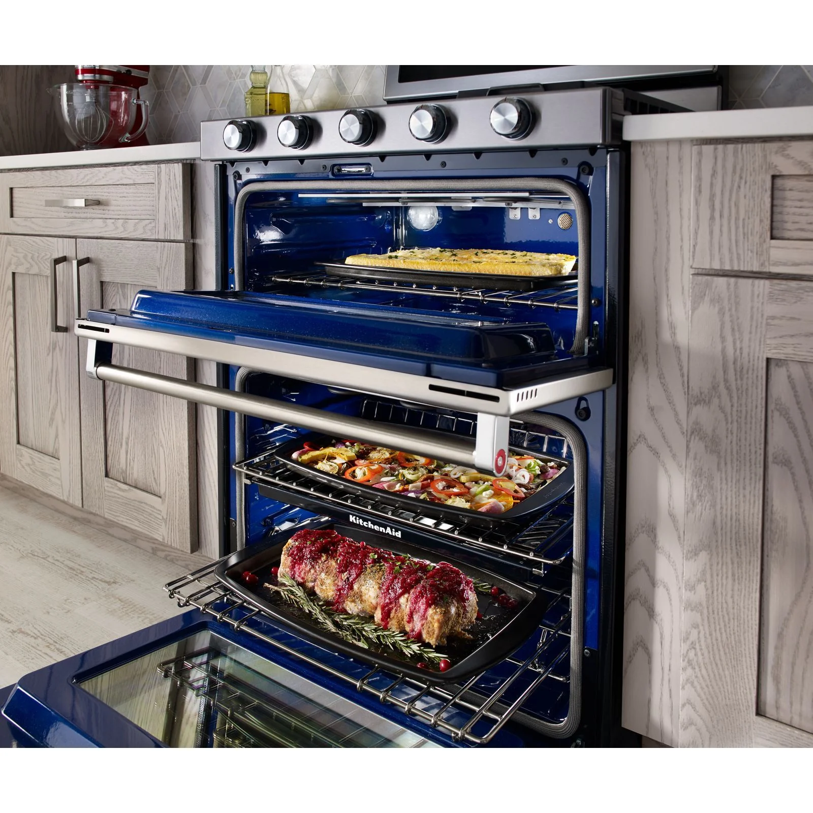 KitchenAid Stainless Steel Freestanding Double Oven Convection Gas Range (6.0 Cu. Ft.) - KFGD500ESS - Image 2