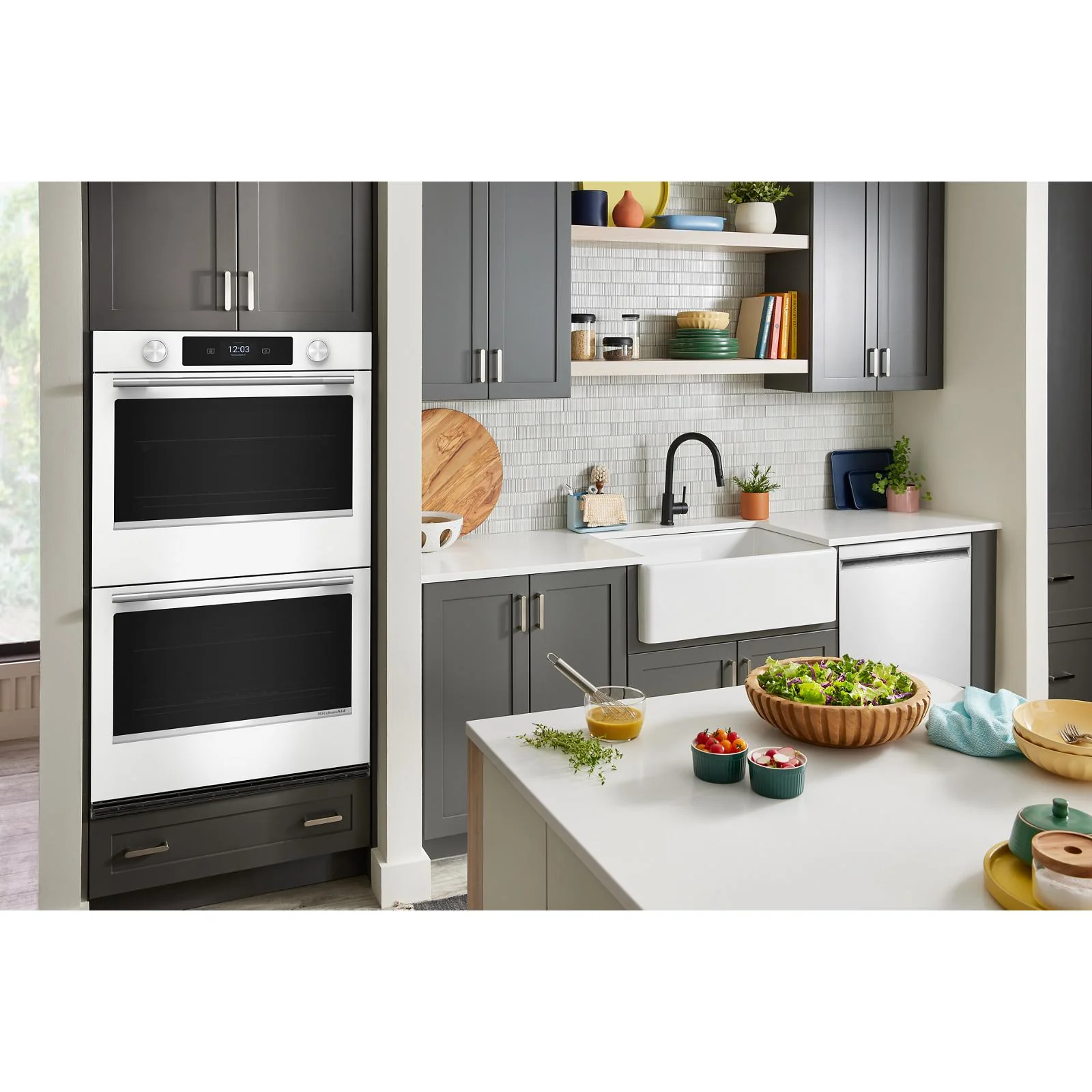 KitchenAid White 30" Double Wall Oven (10 cu ft) - KOED730SWH - Image 2
