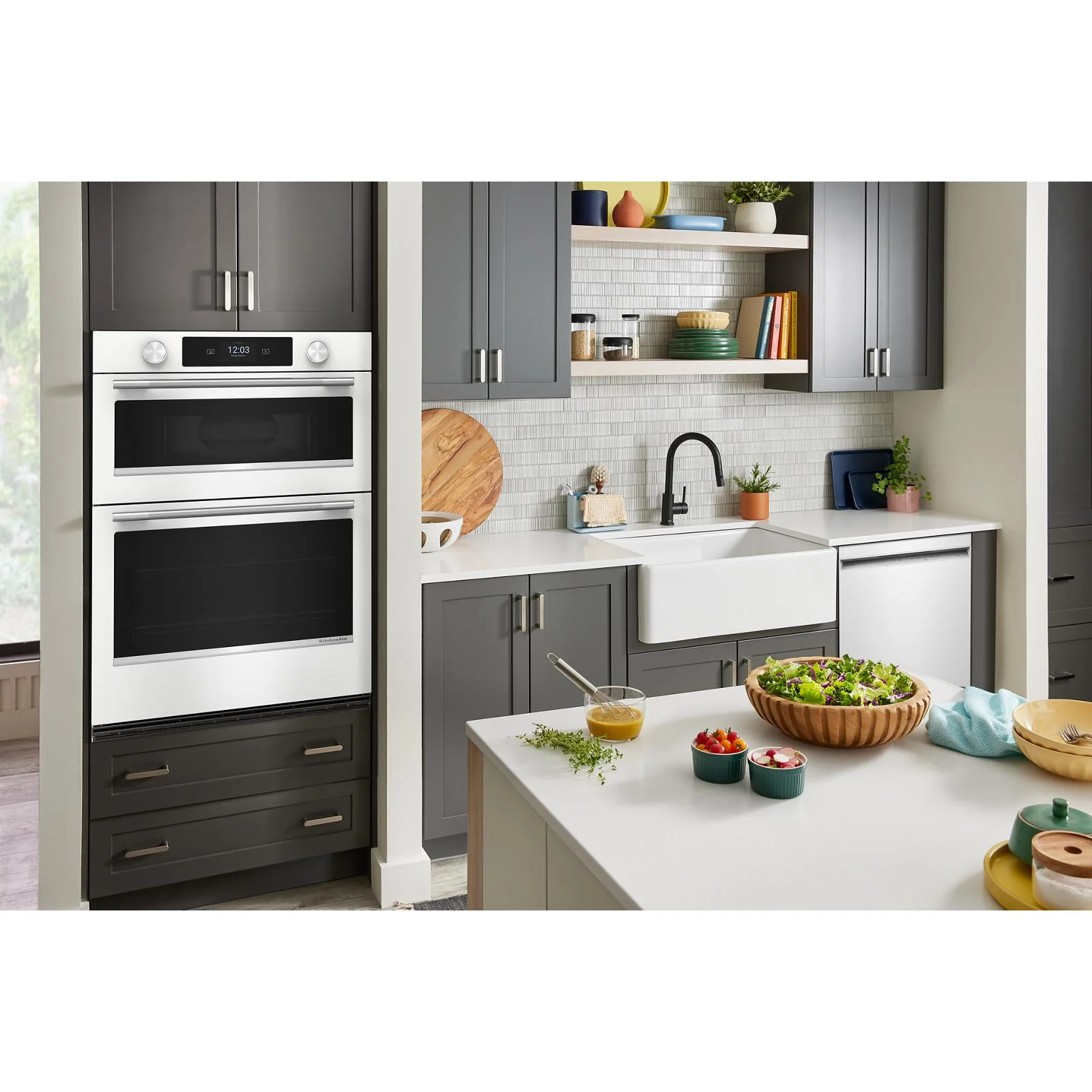 KitchenAid White 30" Wall Oven with Microwave (6.4 cu ft) - KOEC730SWH - Image 2