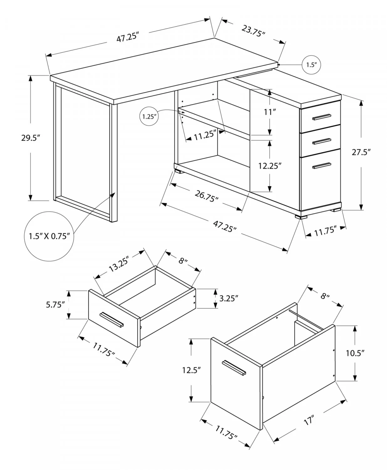 Kivo Desk - Grey - Image 3