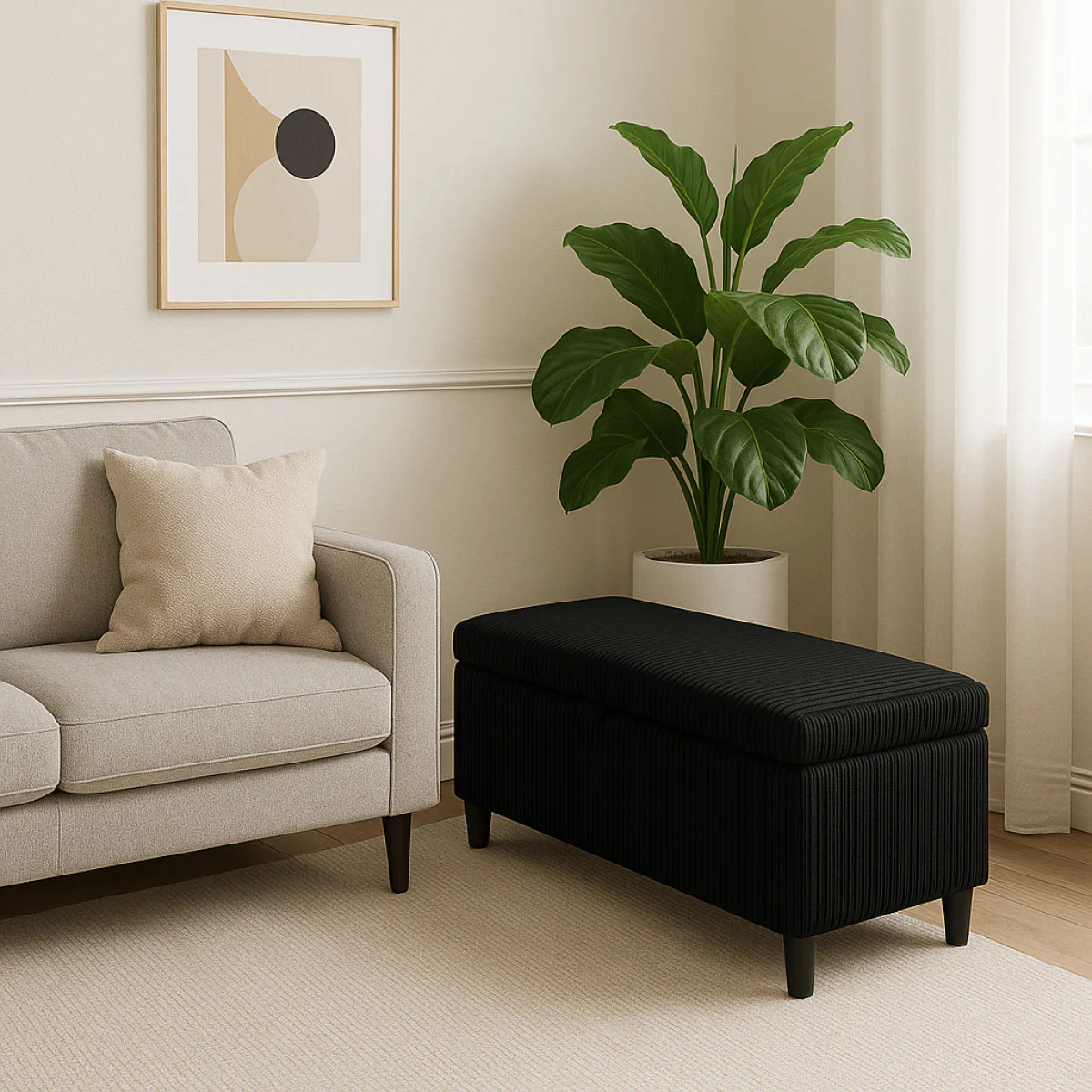 Kofi Storage Ottoman - Black - Image 3