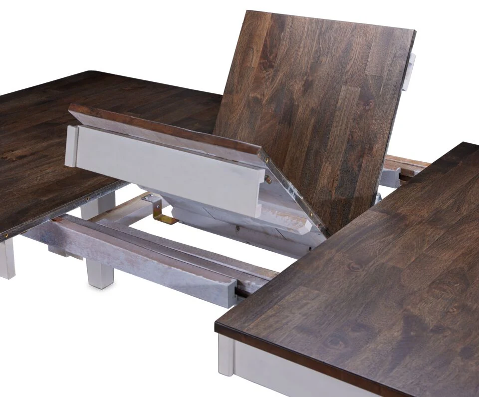 Kona Extendable Dining Table - White and Grey-Brown - Image 4