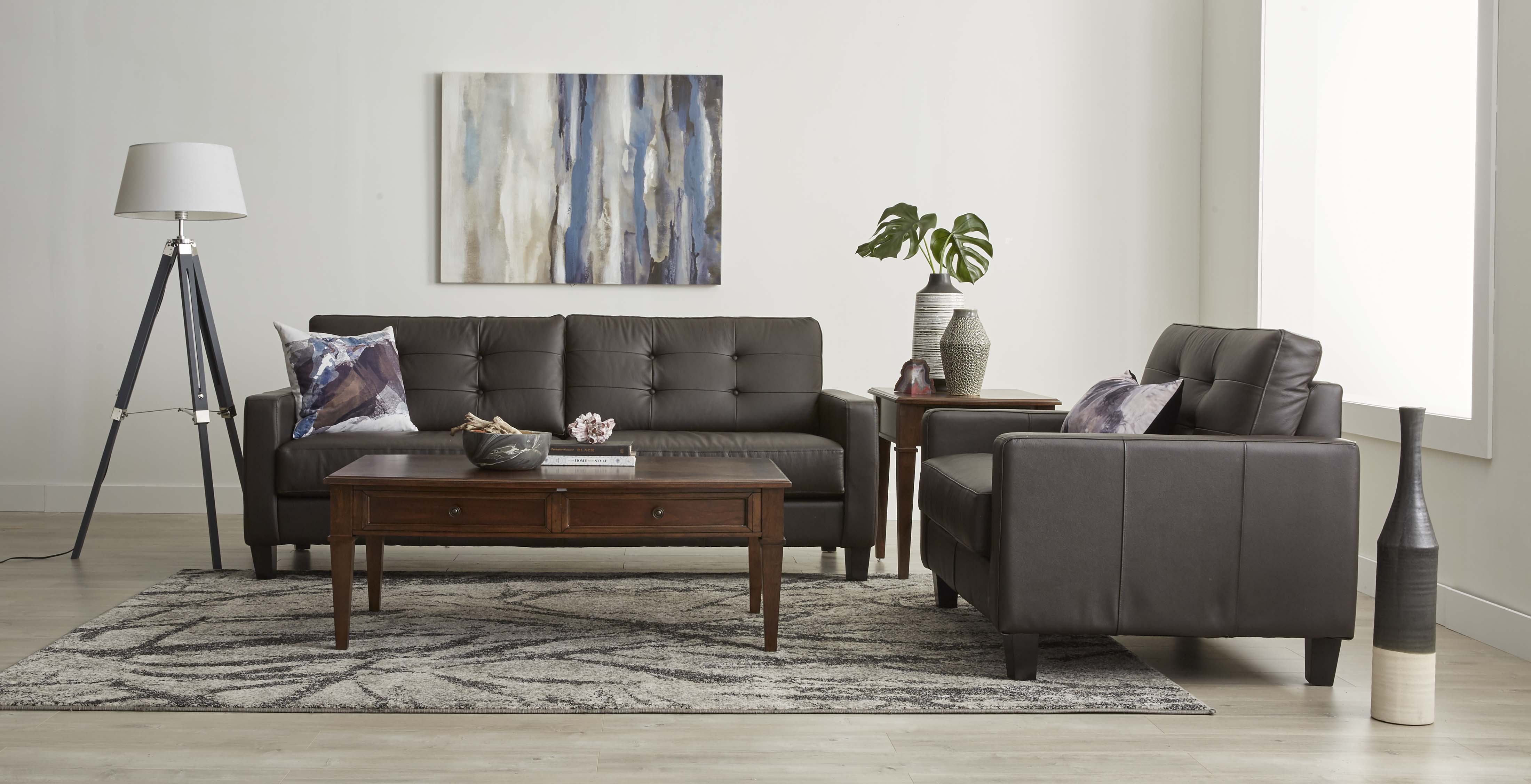 Kylie Leather Sofa - Coffee - Image 2