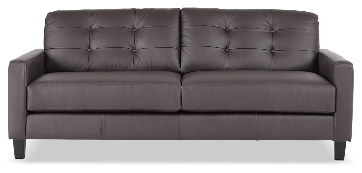Kylie Leather Sofa - Coffee - Image 3