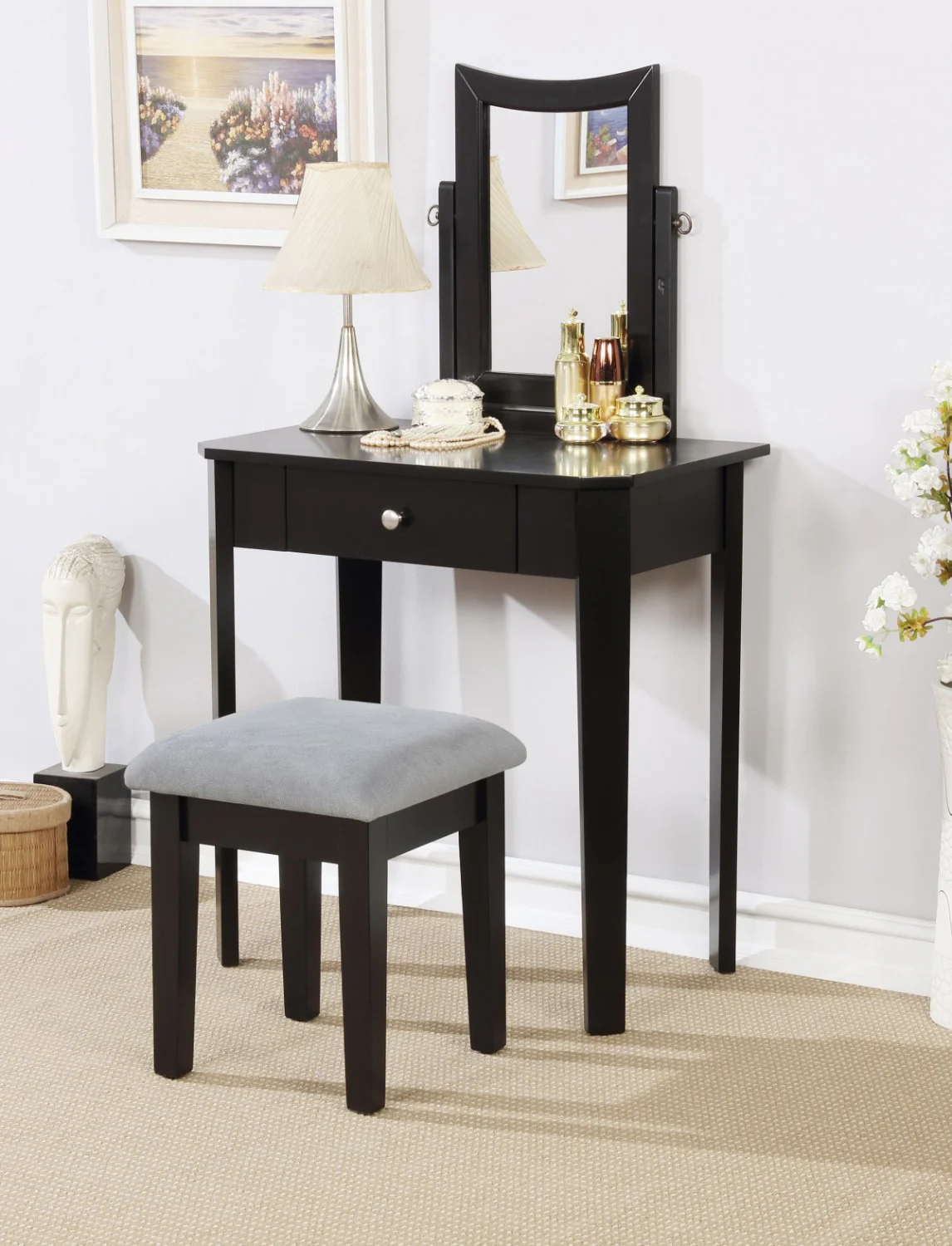 Kyrie Vanity Table Set - Black - Image 2