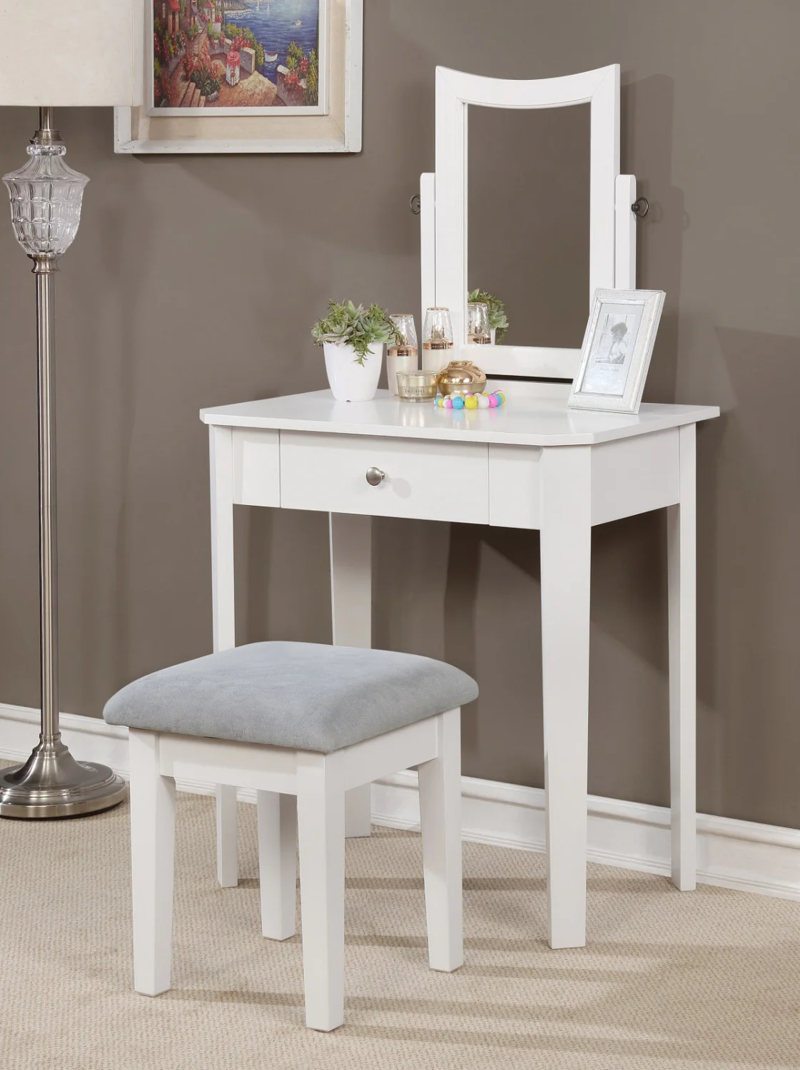 Kyrie Vanity Table Set - White - Image 2