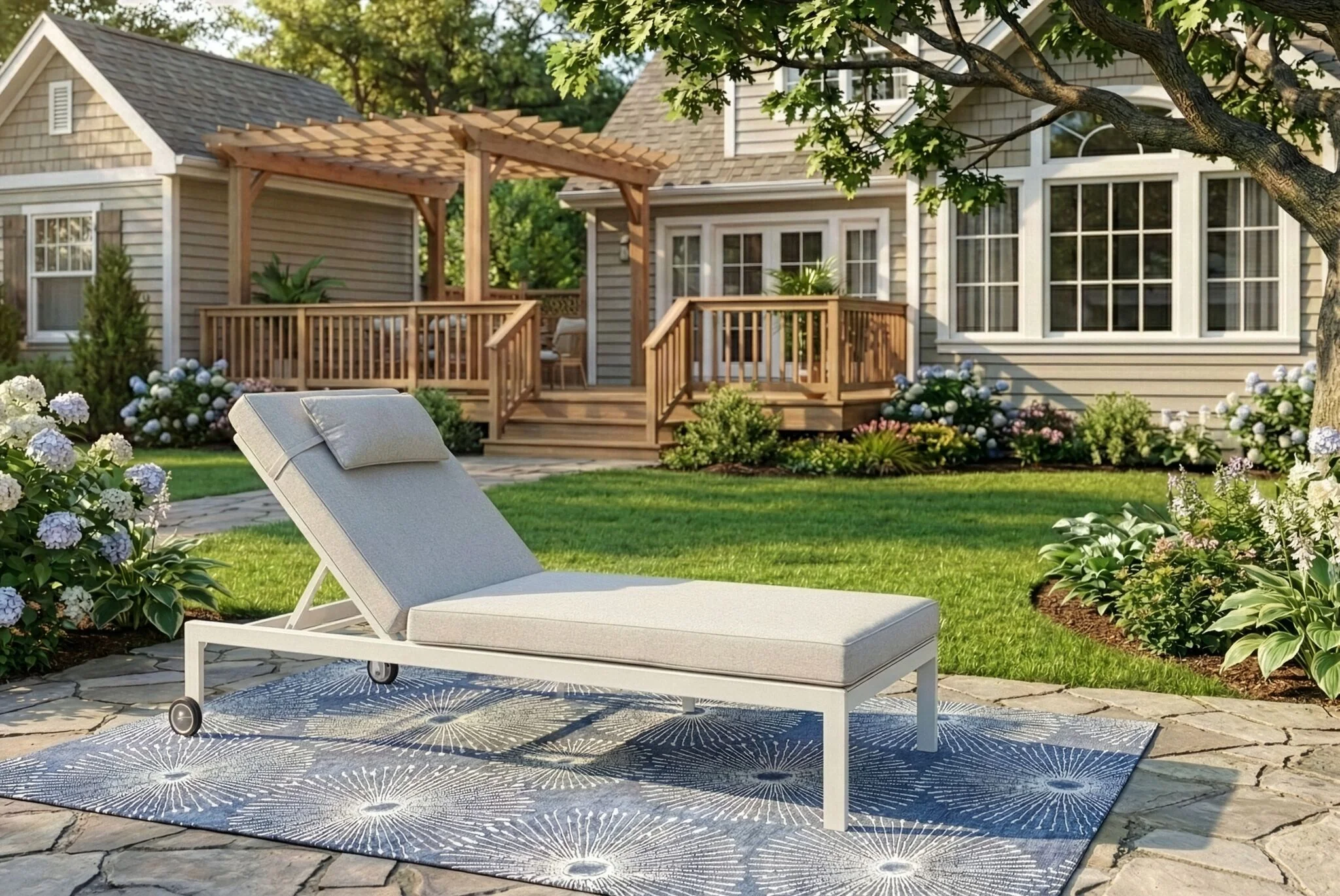 Lakeview Outdoor Lounger - White - Image 2