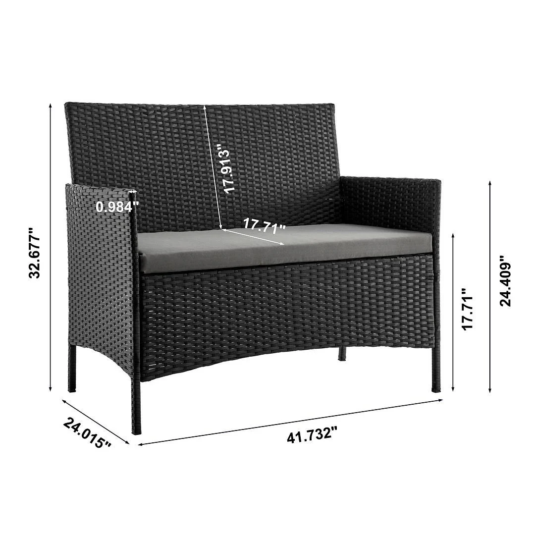 Lavaca 4-Piece Outdoor Conversation Set - Black/Grey - Image 10