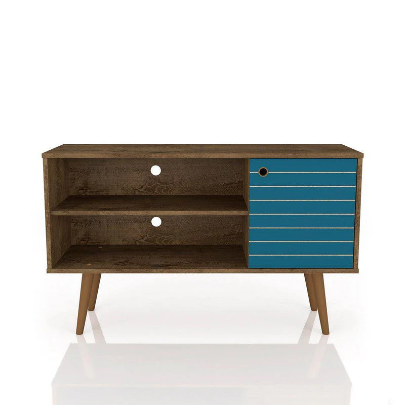 Lekedi 42" TV Stand - Rustic Brown/Aqua Blue