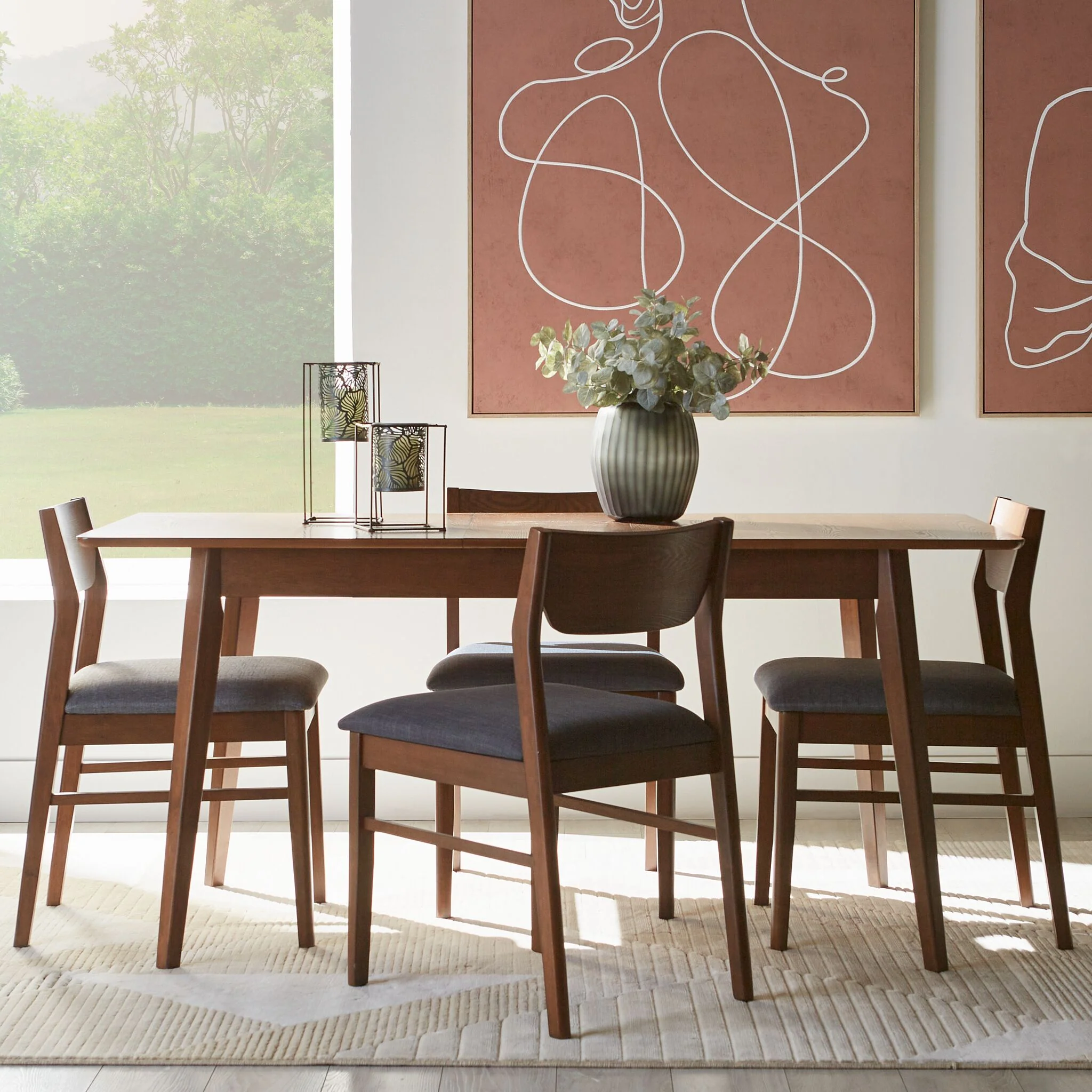 Lenard 5-Piece Extendable Dining Set - Walnut - Image 8
