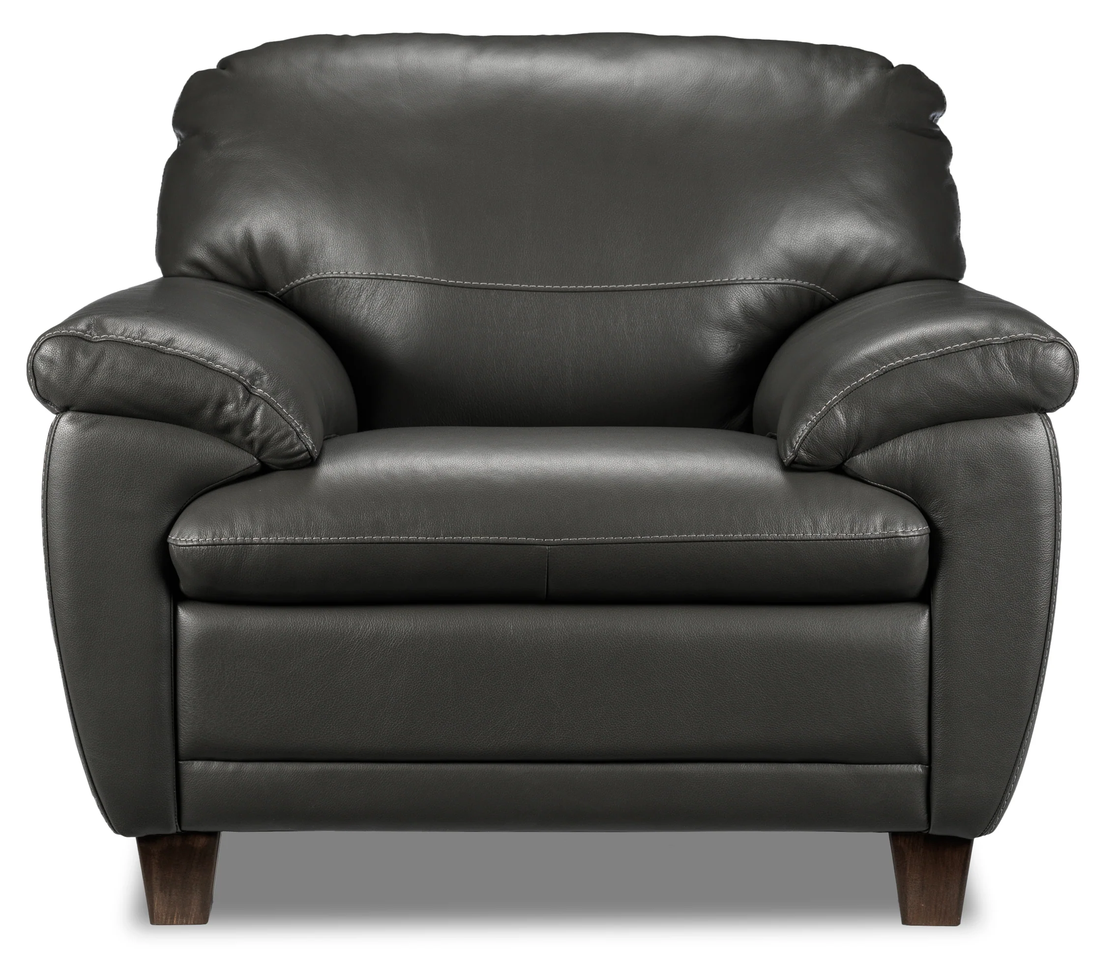 Leonardo Leather Sofa and Chair Set - Grey - Image 3