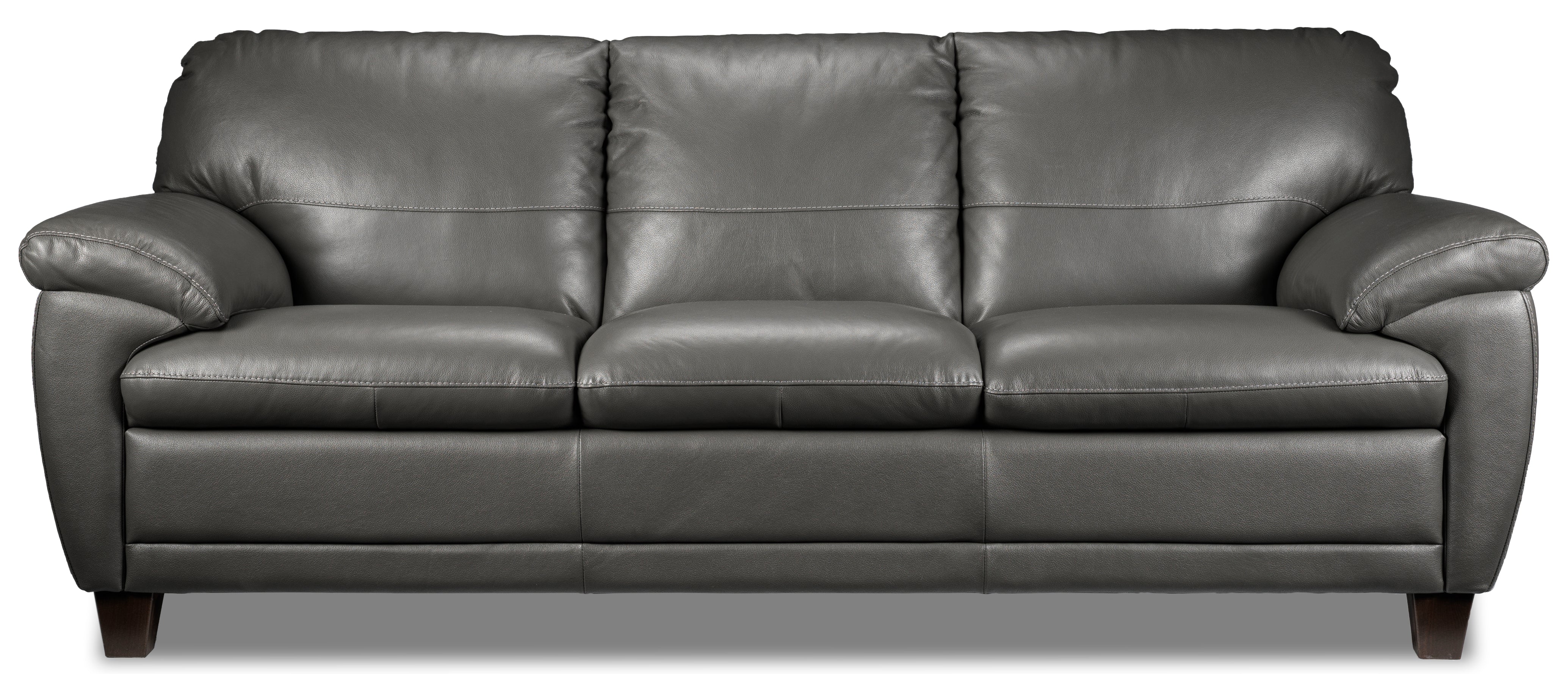 Leonardo Leather Sofa - Grey - Image 2