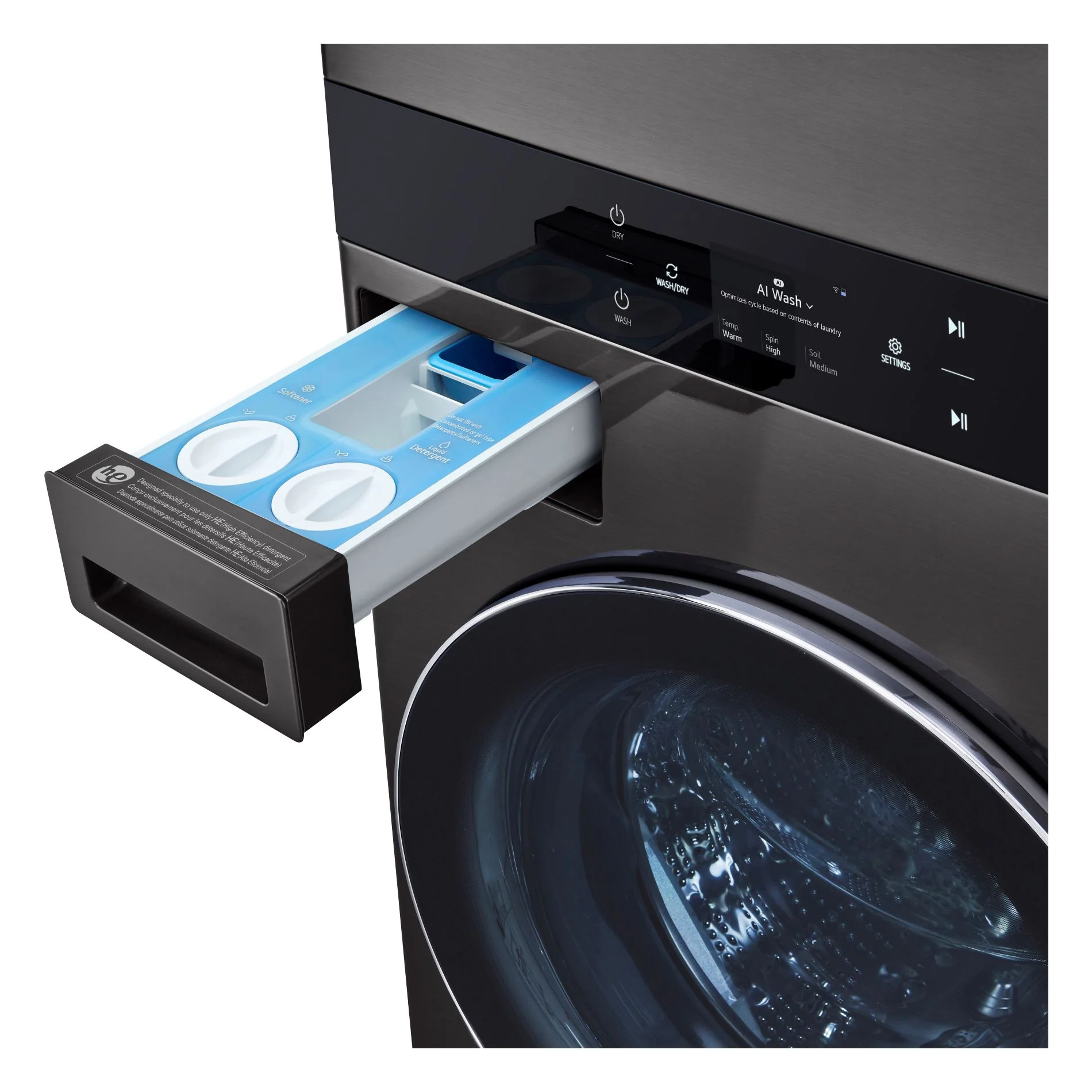 LG Black Single Unit Wash Tower™ with Center Control® Front Load Washer (5.8 cu. ft.) and Dryer (7.4 cu. ft.) - WKEX300HBA - Image 5