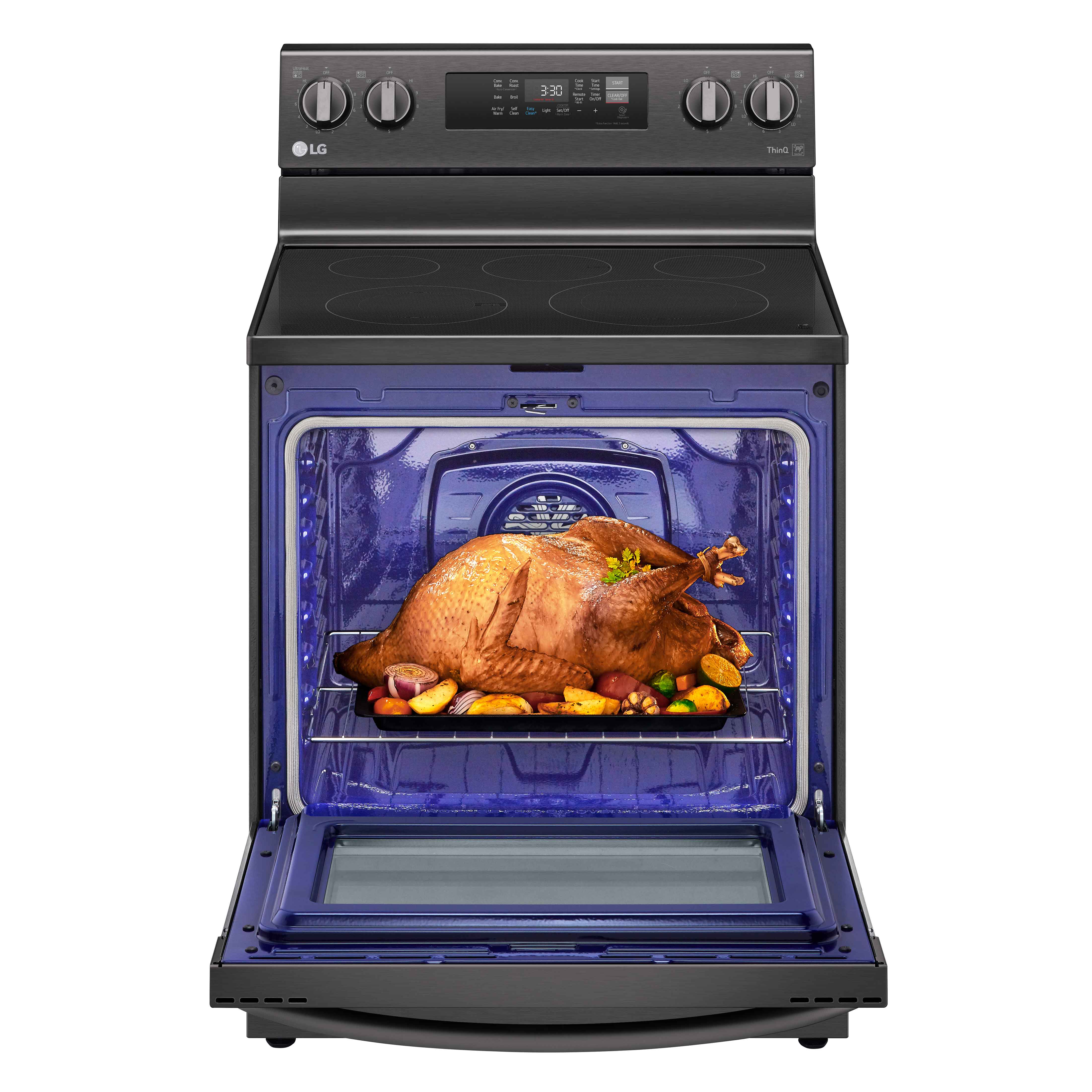 LG Black Stainless Steel 6.3 cu ft. Electric ThinQ® Range with Air Fry and Fan Convection- LREL6323D - Image 3